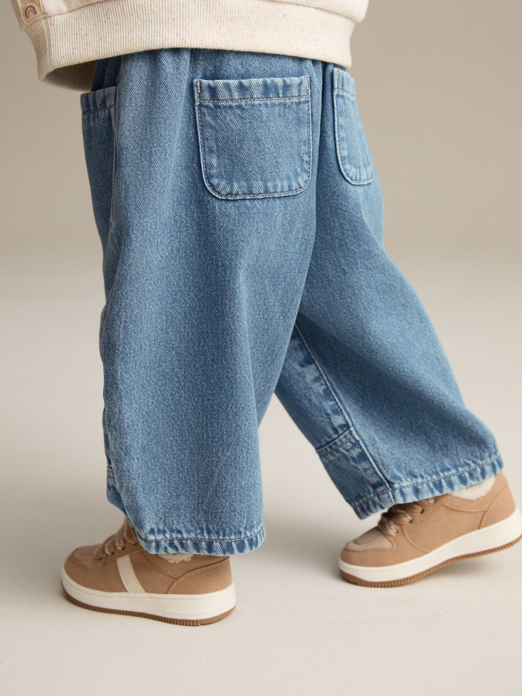 Mid Blue Denim Barrel 100% Cotton Jeans (3mths-7yrs)