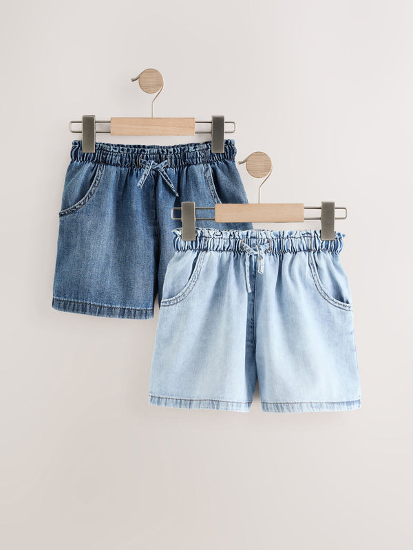 Mid Blue 100% Cotton Denim Shorts 2 Pack (3-16yrs)