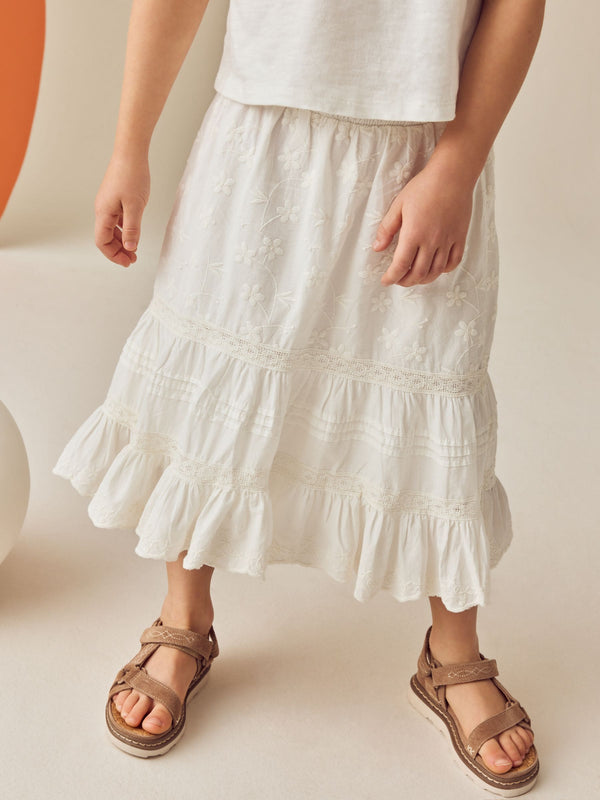 Ecru Boho Tiered Skirt (3-16yrs)