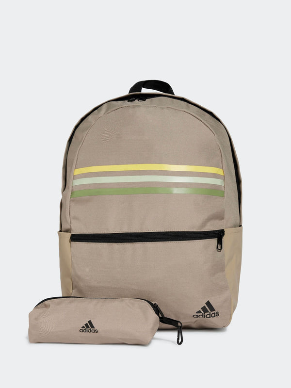 adidas Brown Classic Horizontal 3 Stripes Backpack