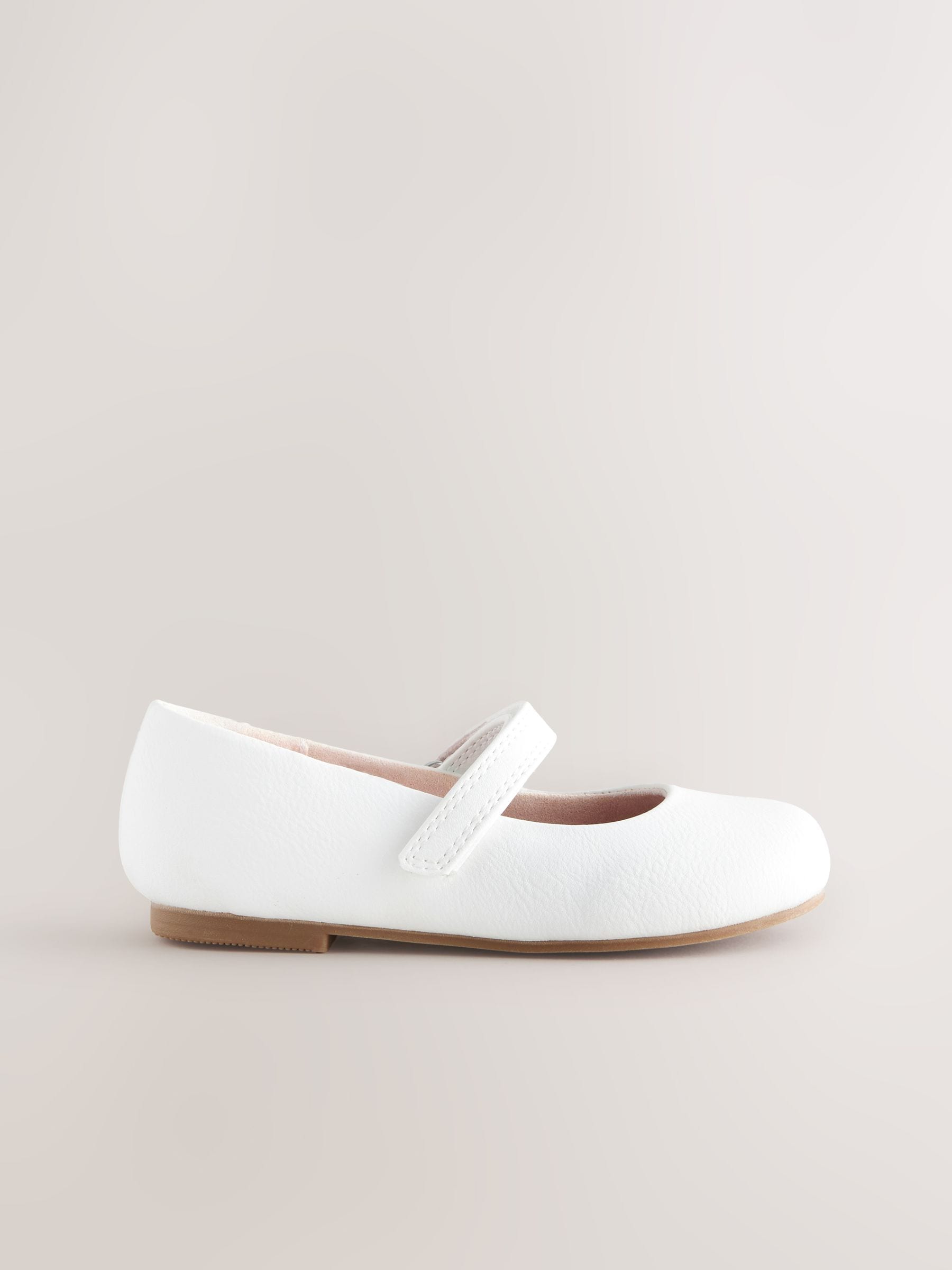 White Standard Fit (F) Mary Jane Touch Fastening Occasion Shoes