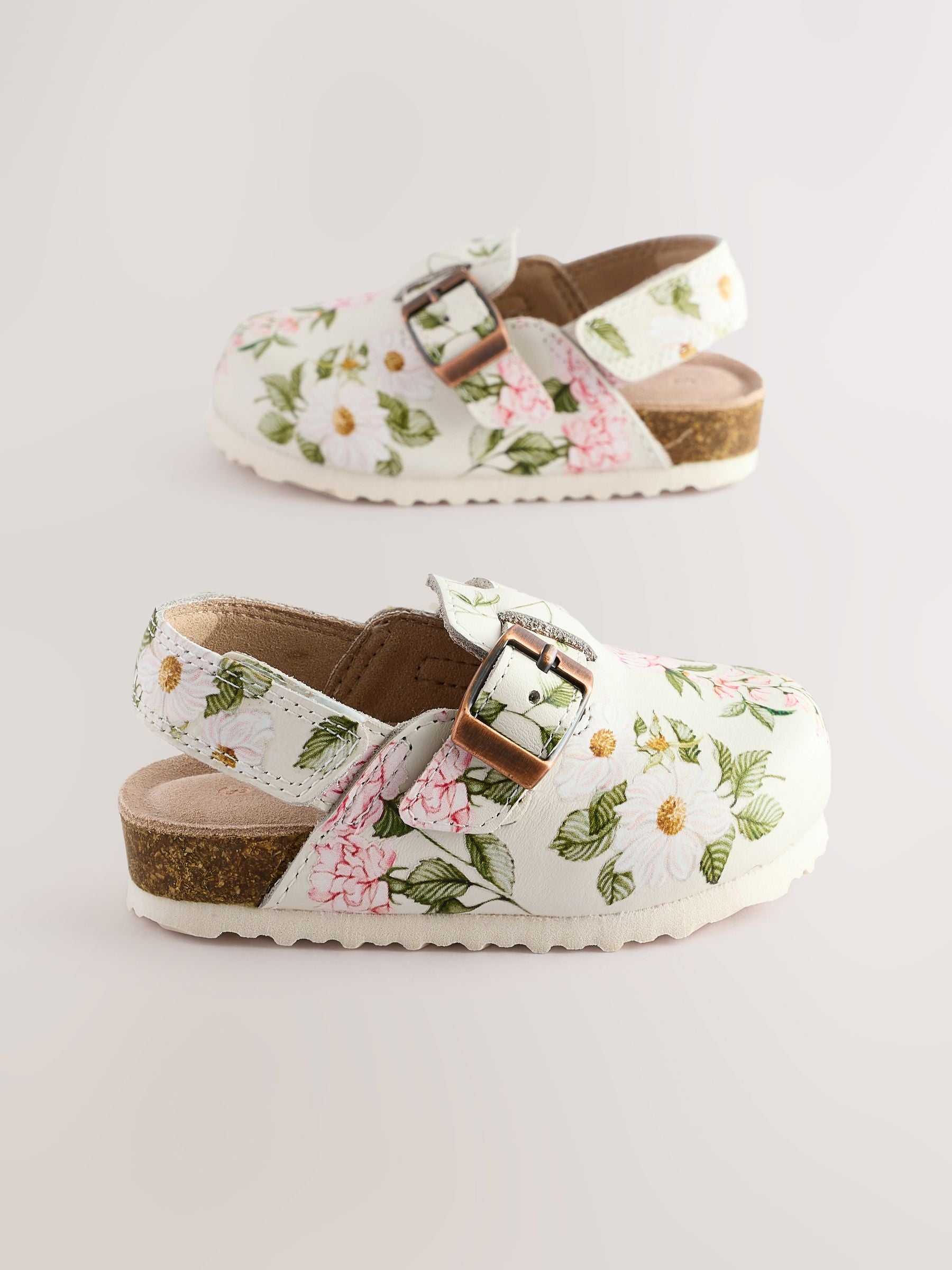 Floral Leather Clogs