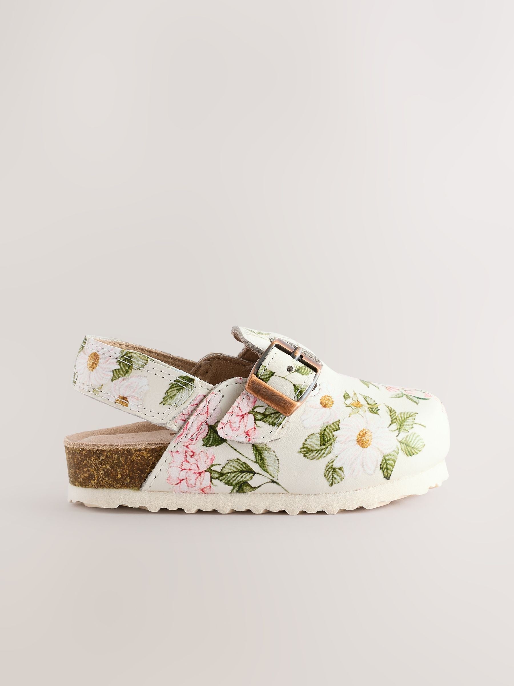 Floral Leather Clogs