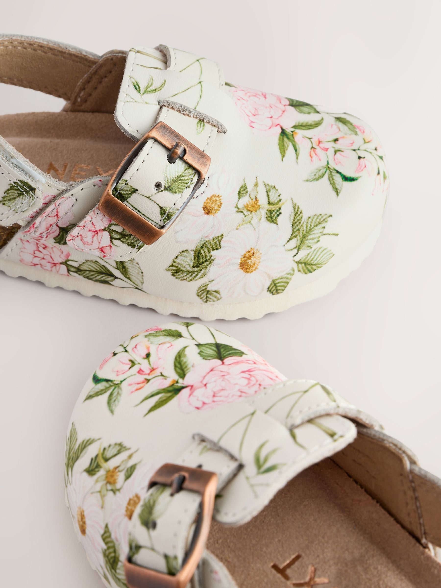 Floral Leather Clogs