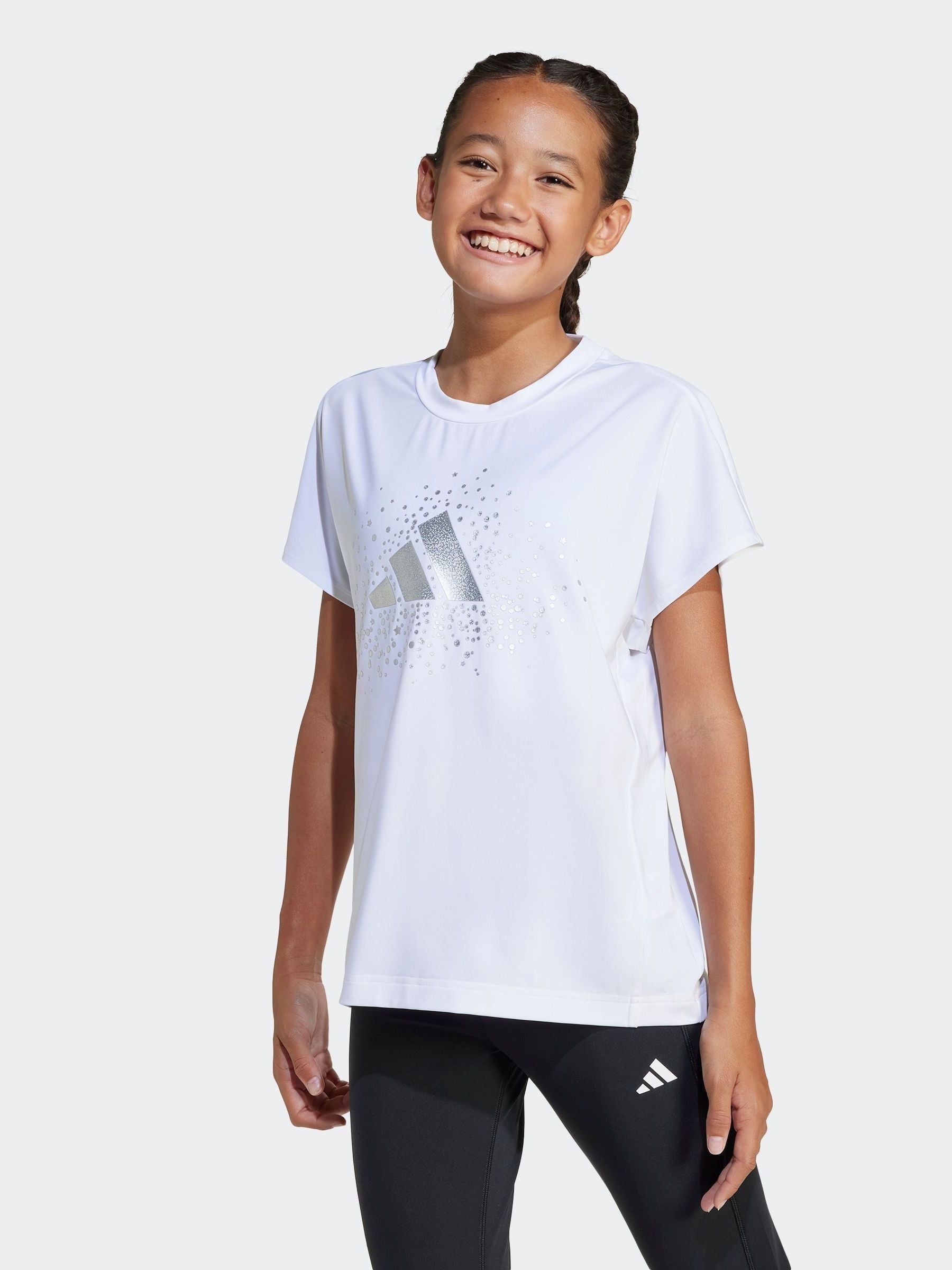 adidas White Winter Glam Metallic T-Shirt