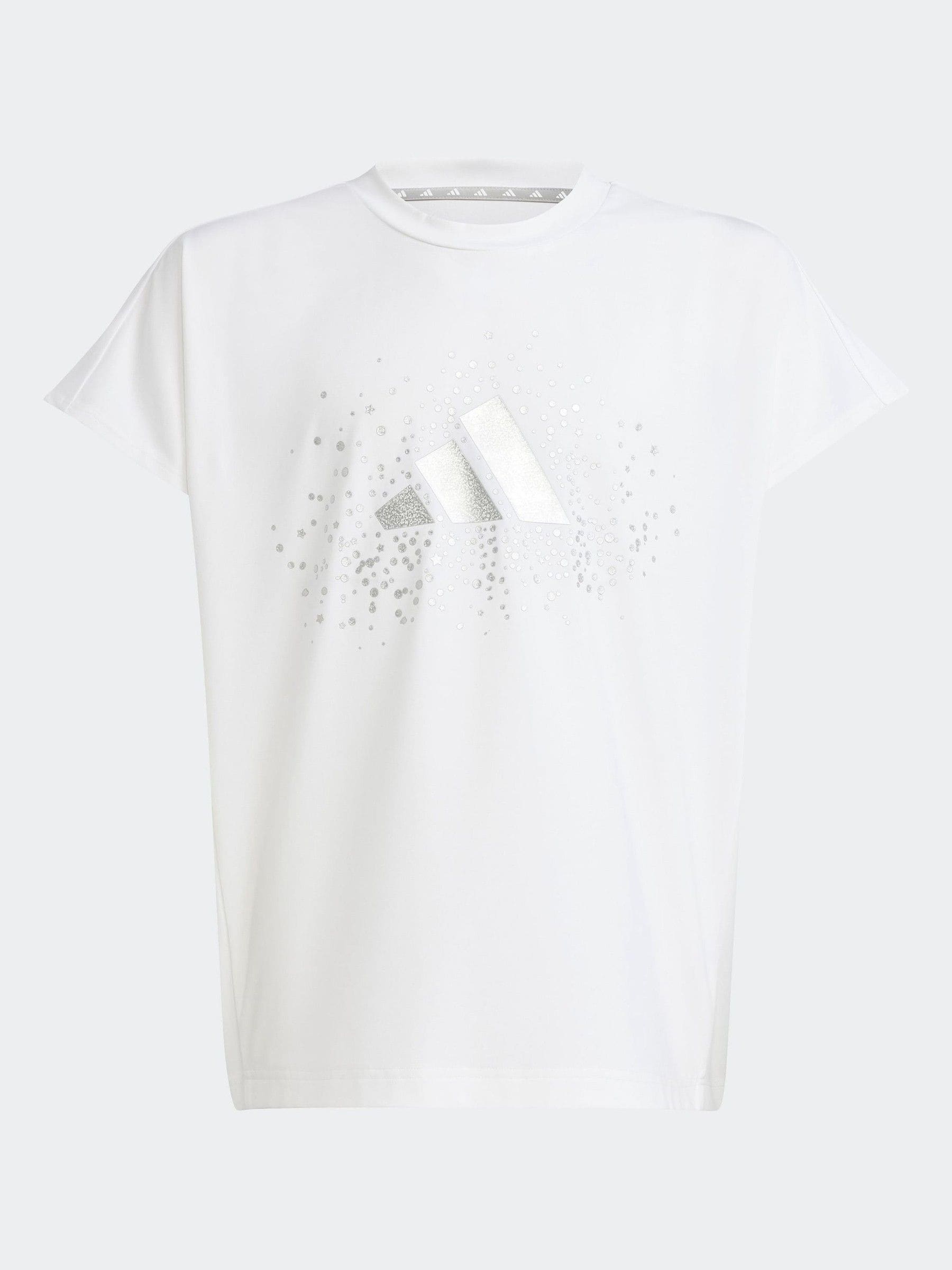 adidas White Winter Glam Metallic T-Shirt