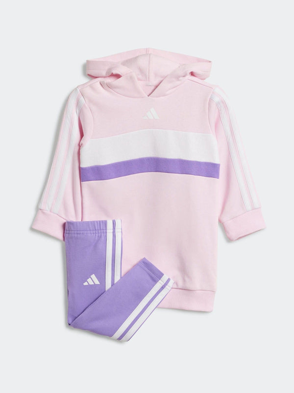 adidas Pink Essentials Tiberio 3 Stripe Hoodie and Legging Set