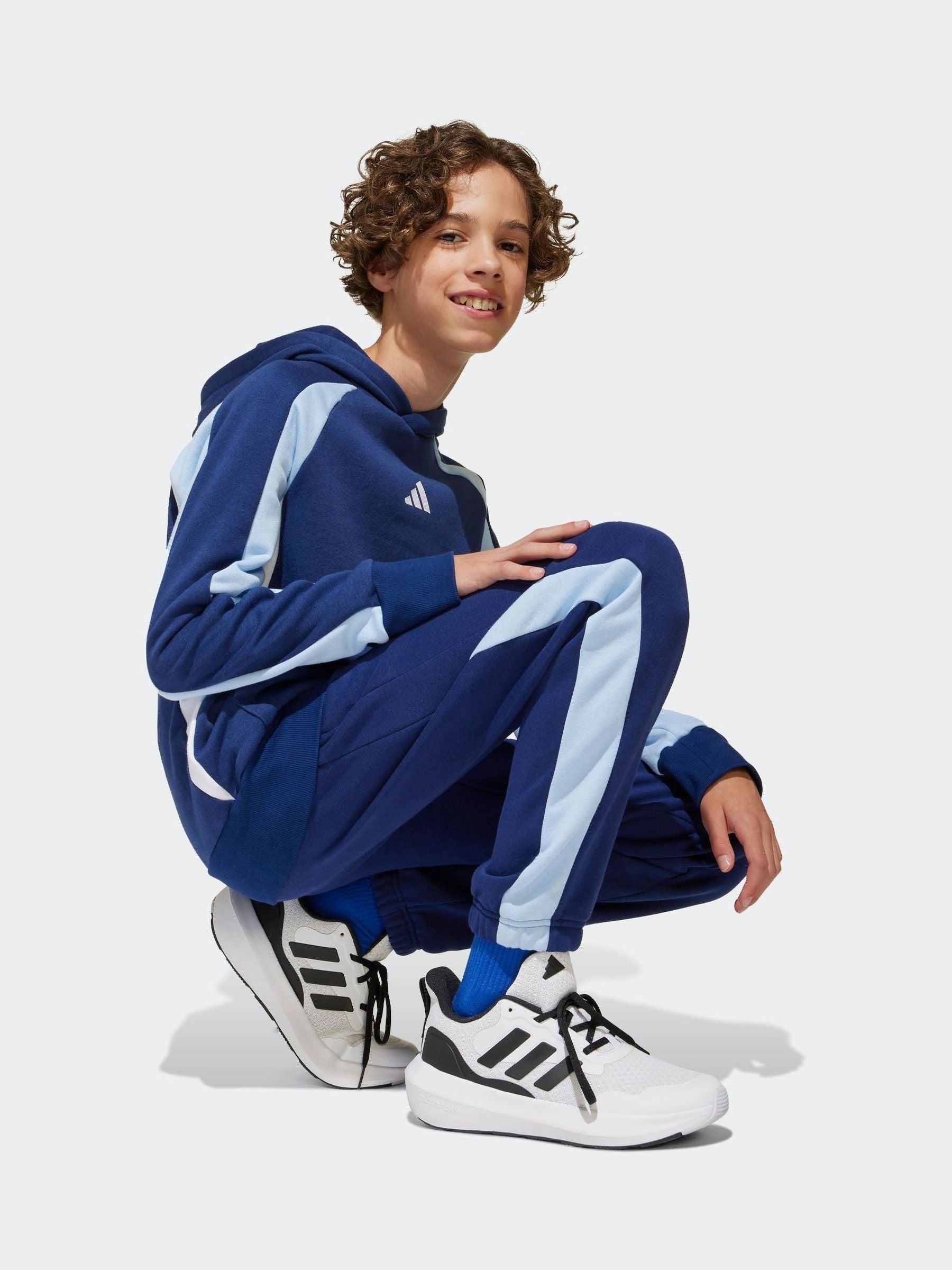 adidas Blue Colour Block Fleece Joggers