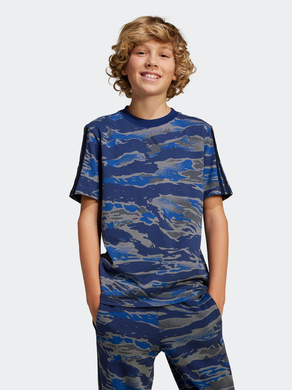 adidas Blue Camo 100% Cotton T-Shirt