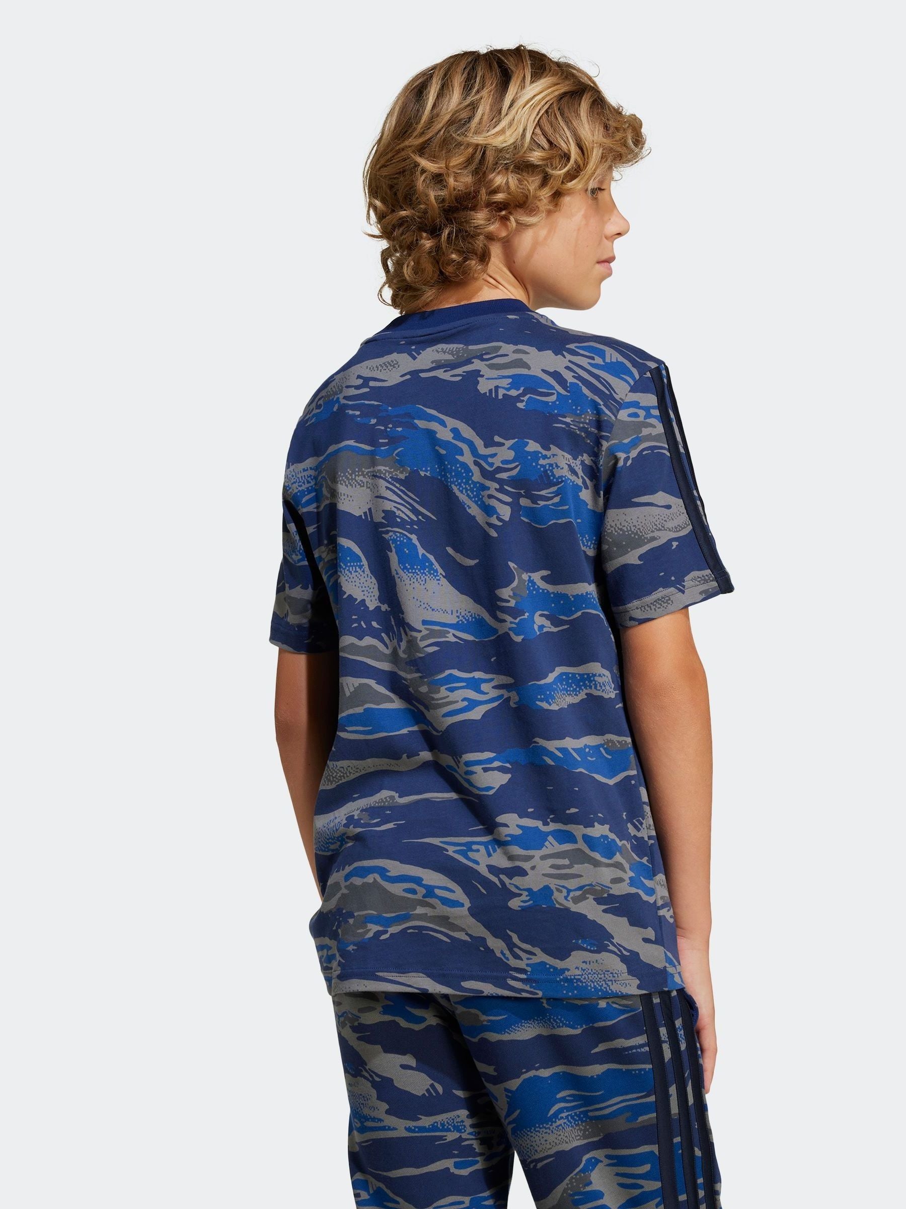 adidas Blue Camo 100% Cotton T-Shirt