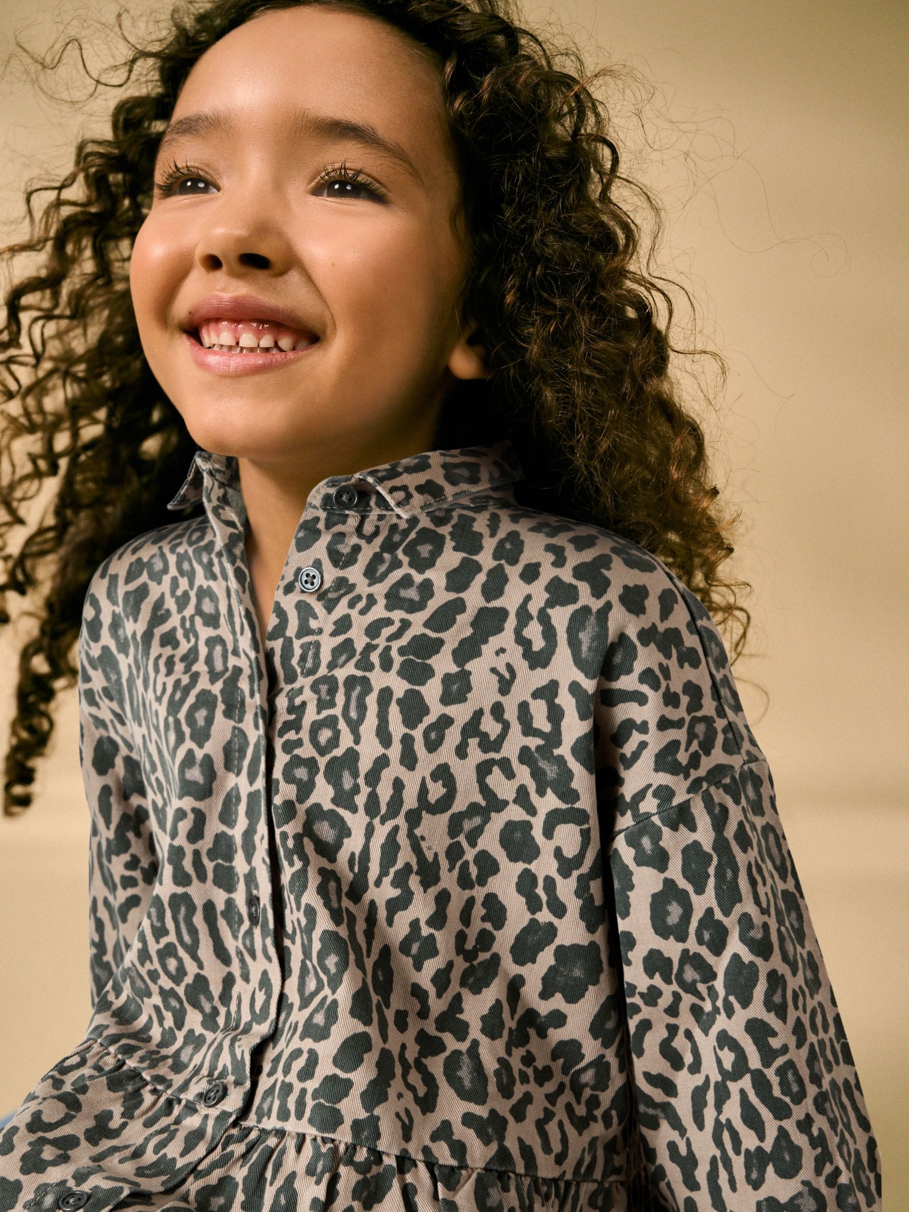 Animal Print 100% Cotton Denim Shirt Dress (3-16yrs)