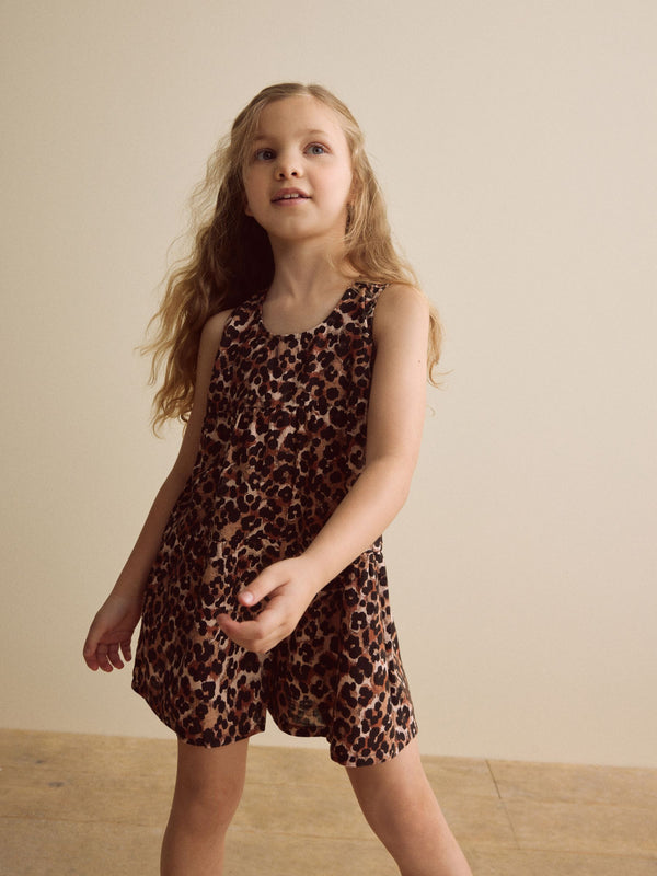 Animal Leopard Print 100% Cotton Playsuit (3-16yrs)