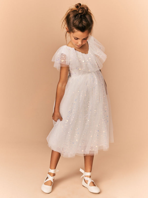 White Sequin Occasion Dress (3-16yrs)