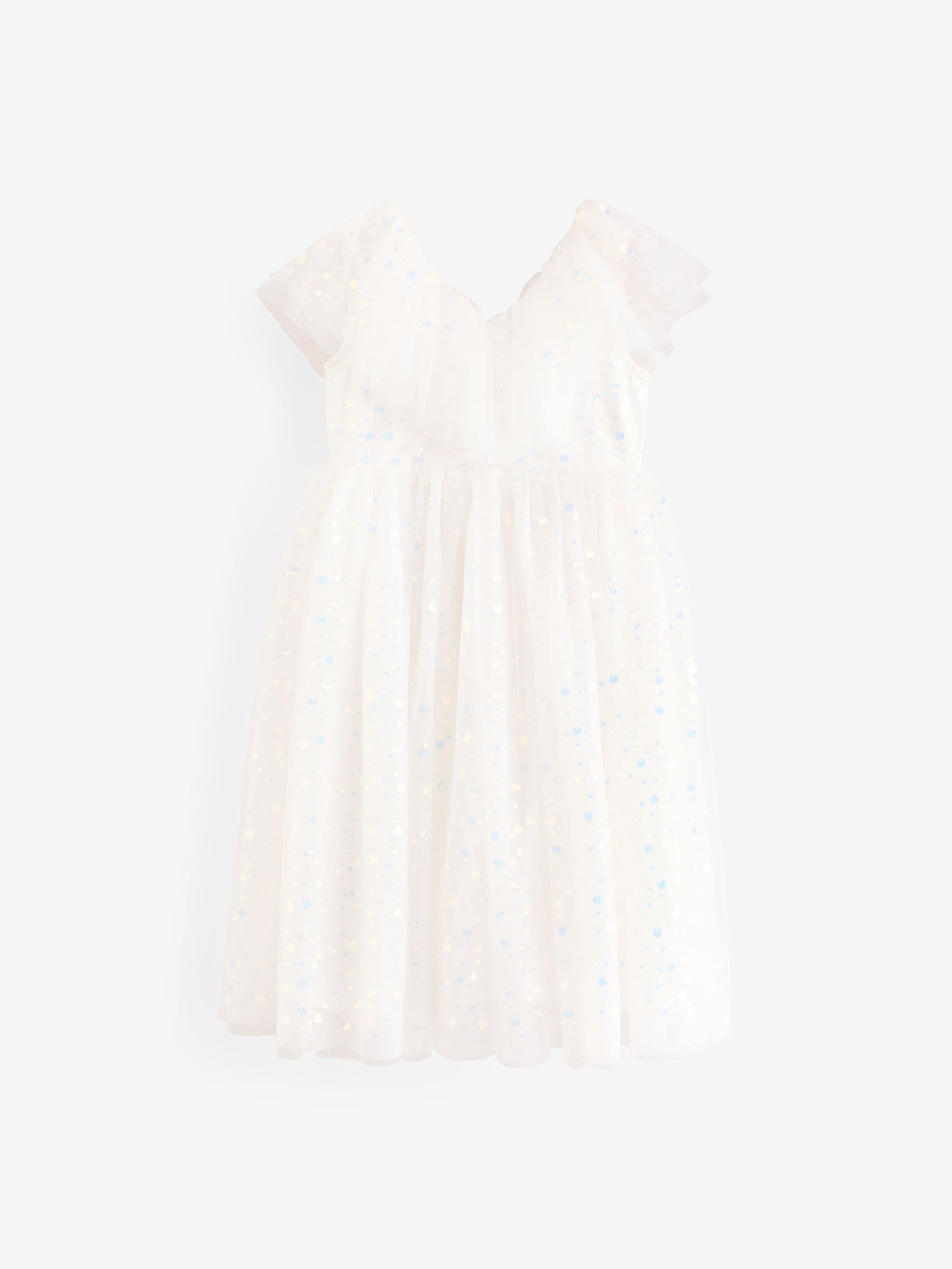 White Sequin Occasion Dress (3-16yrs)