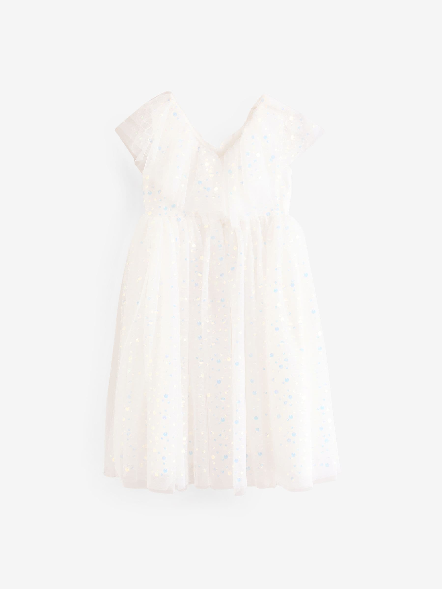 White Sequin Occasion Dress (3-16yrs)