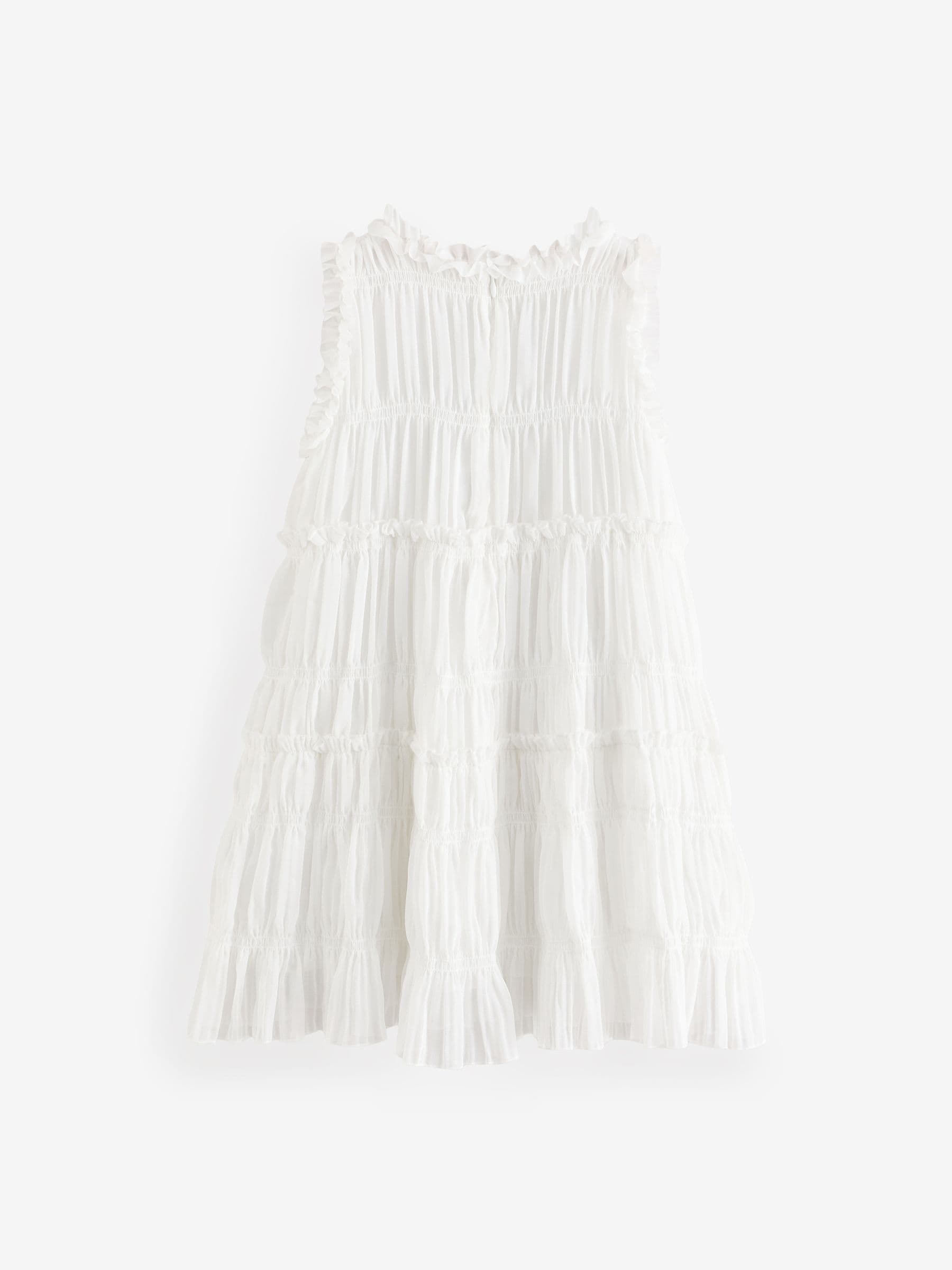 White Shirred Ruffle Party Dress (3-16yrs)