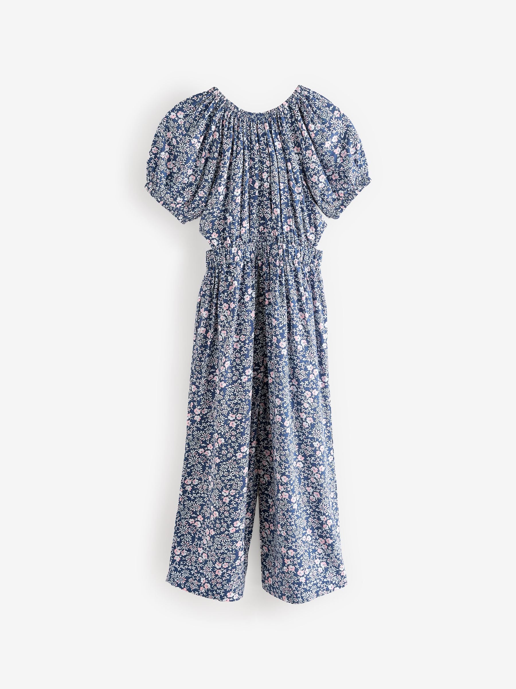 Navy Blue Ditsy Cut Out Jumpsuit (3-16yrs)