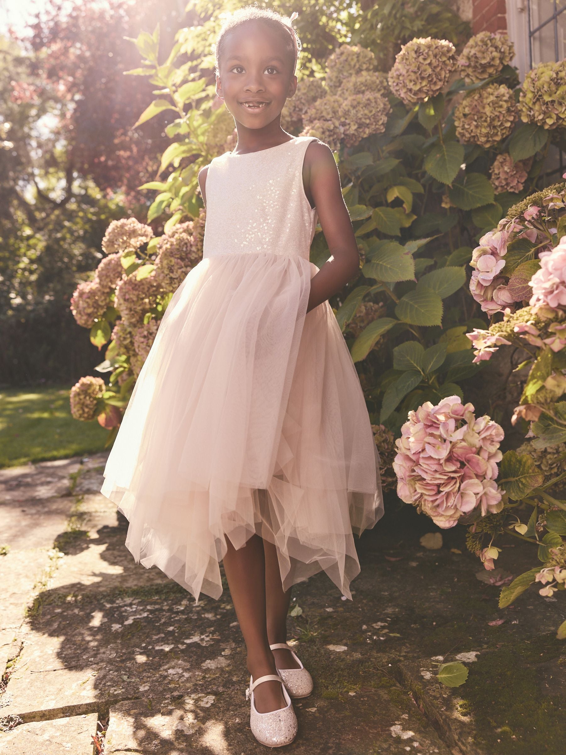 Blush Pink Sequin Tulle Occasion Dress (3-16yrs)