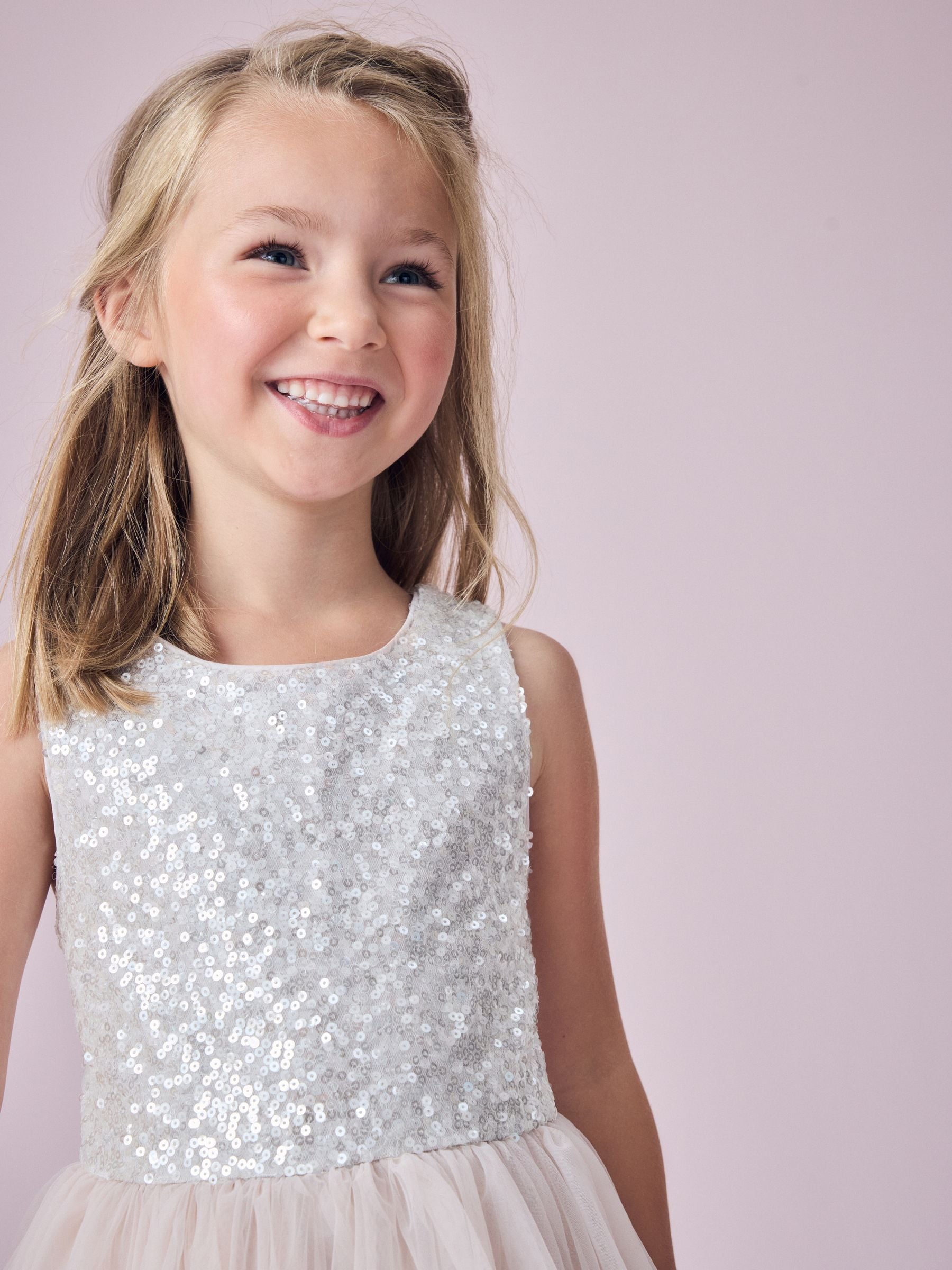 Blush Pink Sequin Tulle Occasion Dress (3-16yrs)