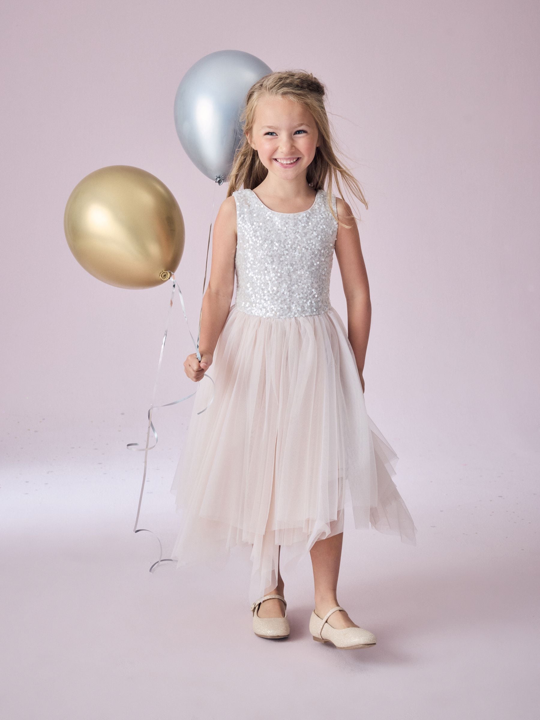 Blush Pink Sequin Tulle Occasion Dress (3-16yrs)