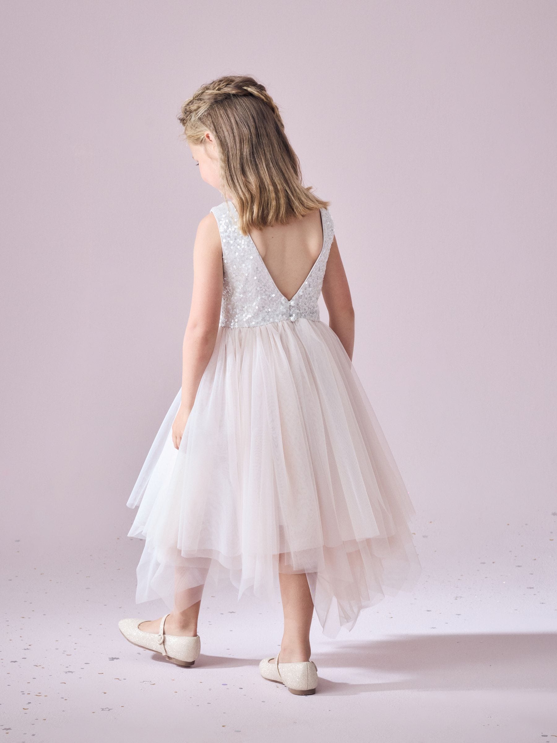 Blush Pink Sequin Tulle Occasion Dress (3-16yrs)