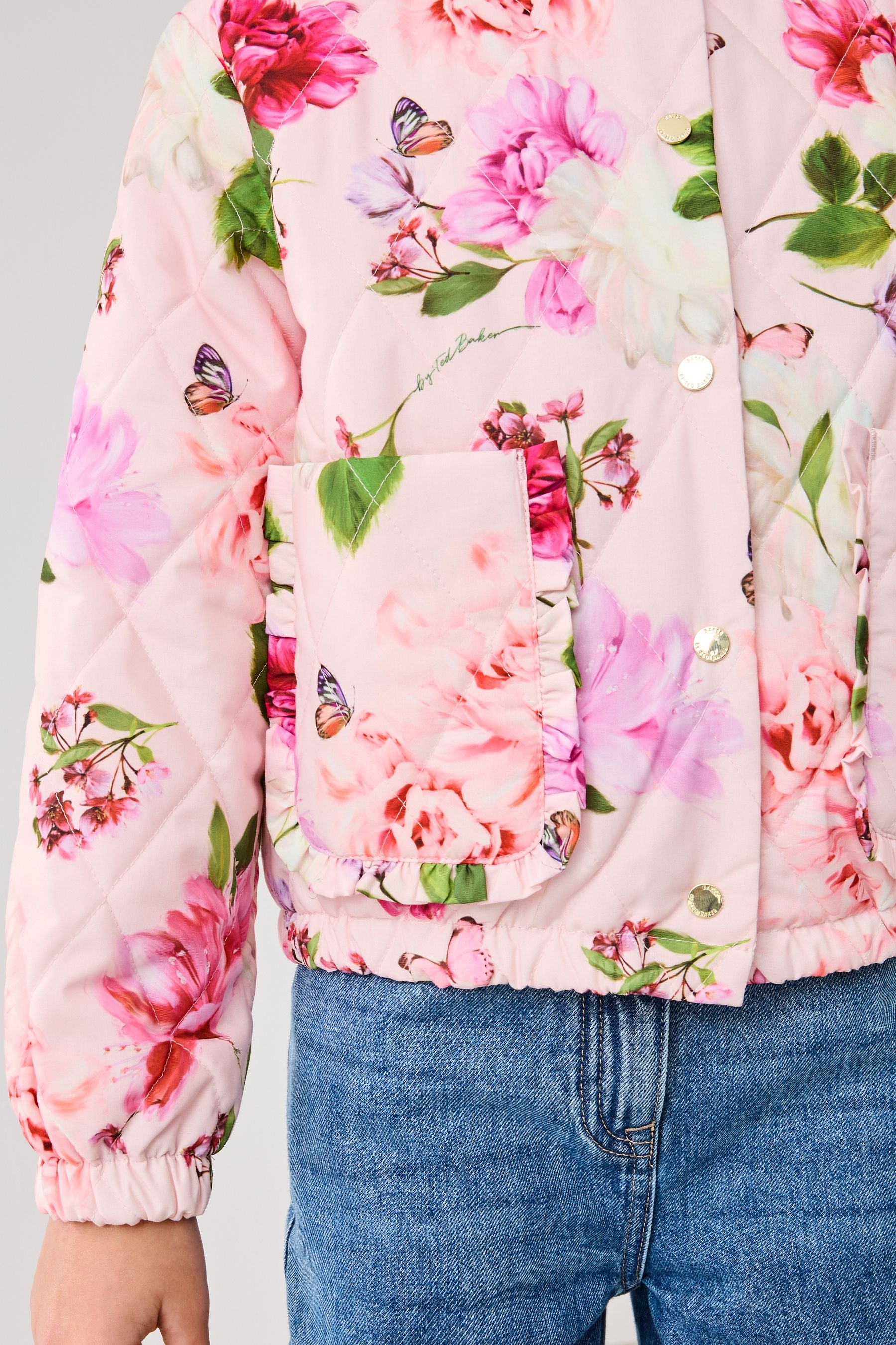 Baker by Ted Baker Pink Quilted Floral Print Jacket