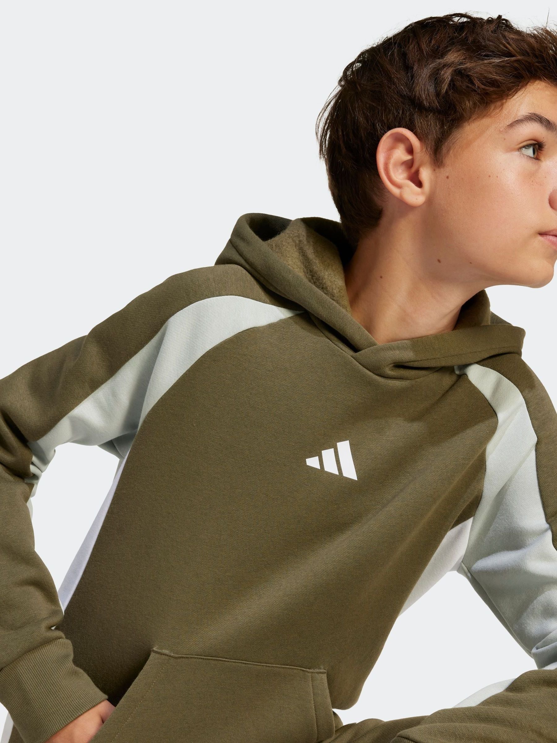 adidas Green Colour Block Fleece Hoodie