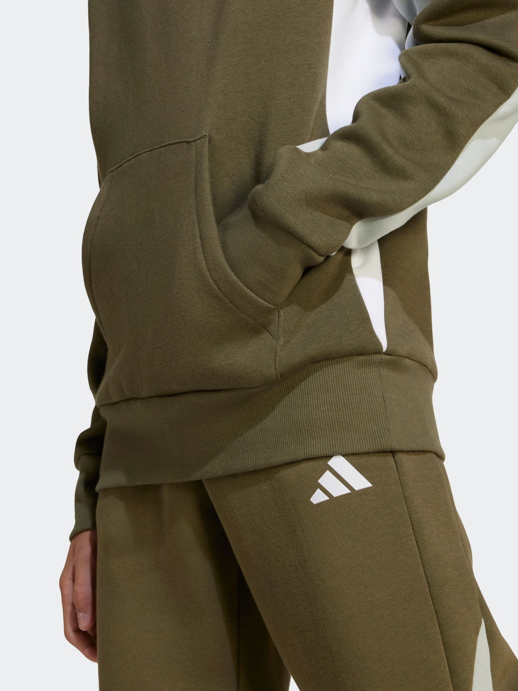 adidas Green Colour Block Fleece Hoodie