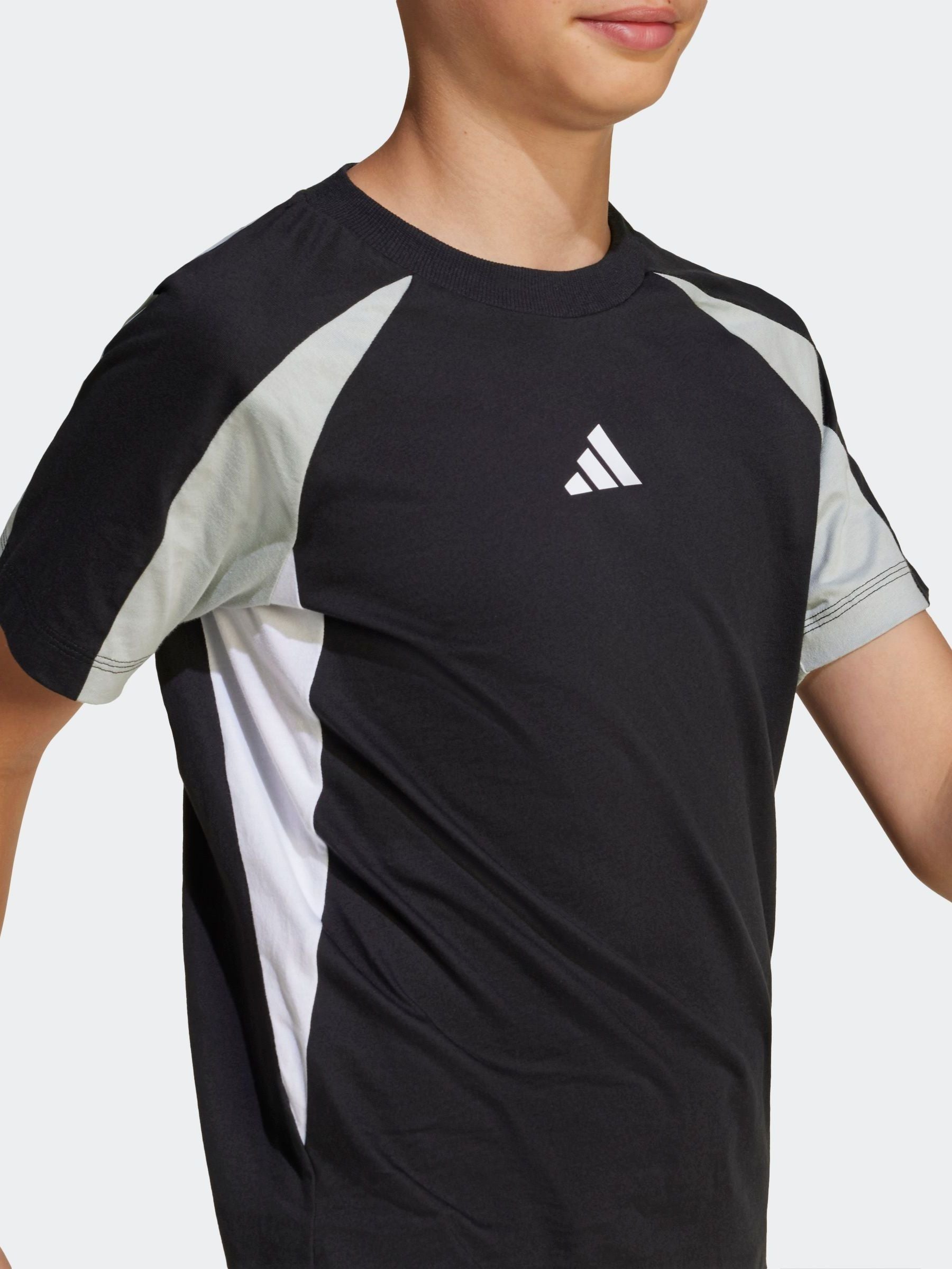 adidas Black Essentials Colourblock 100% Cotton T-Shirt