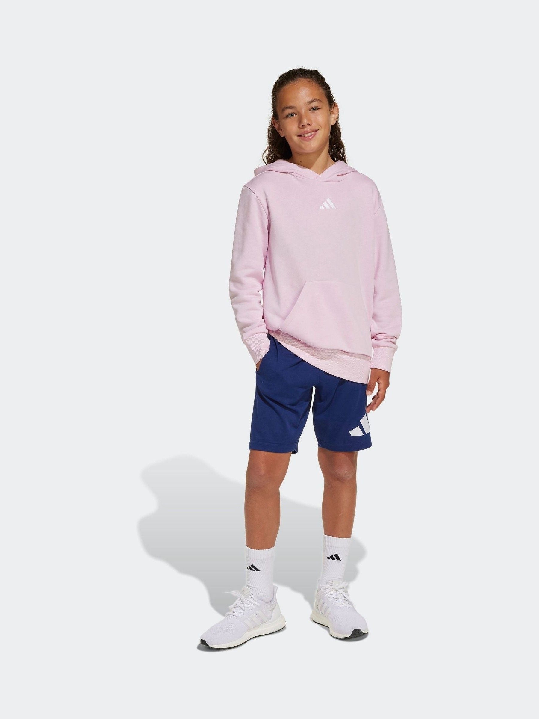 adidas Pink Small Logo Fleece Hoodie