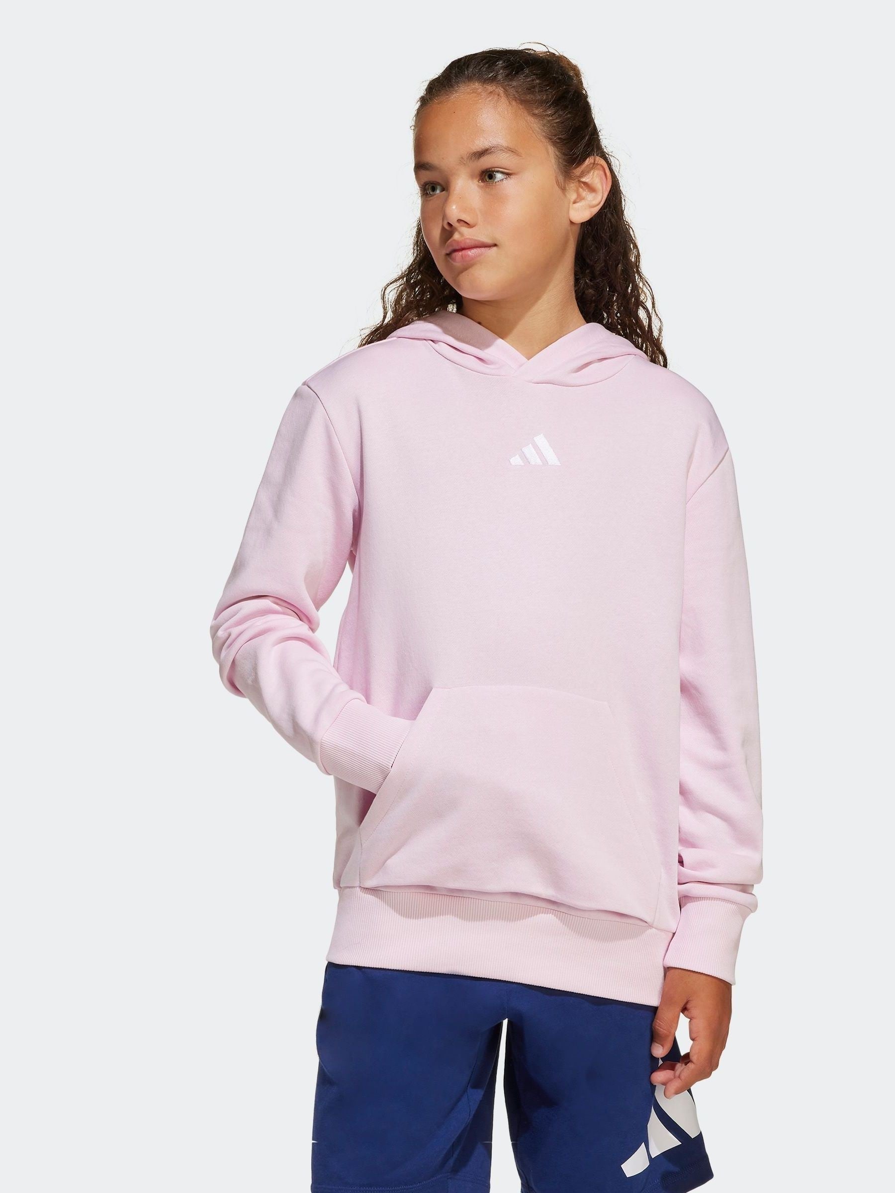 adidas Pink Small Logo Fleece Hoodie