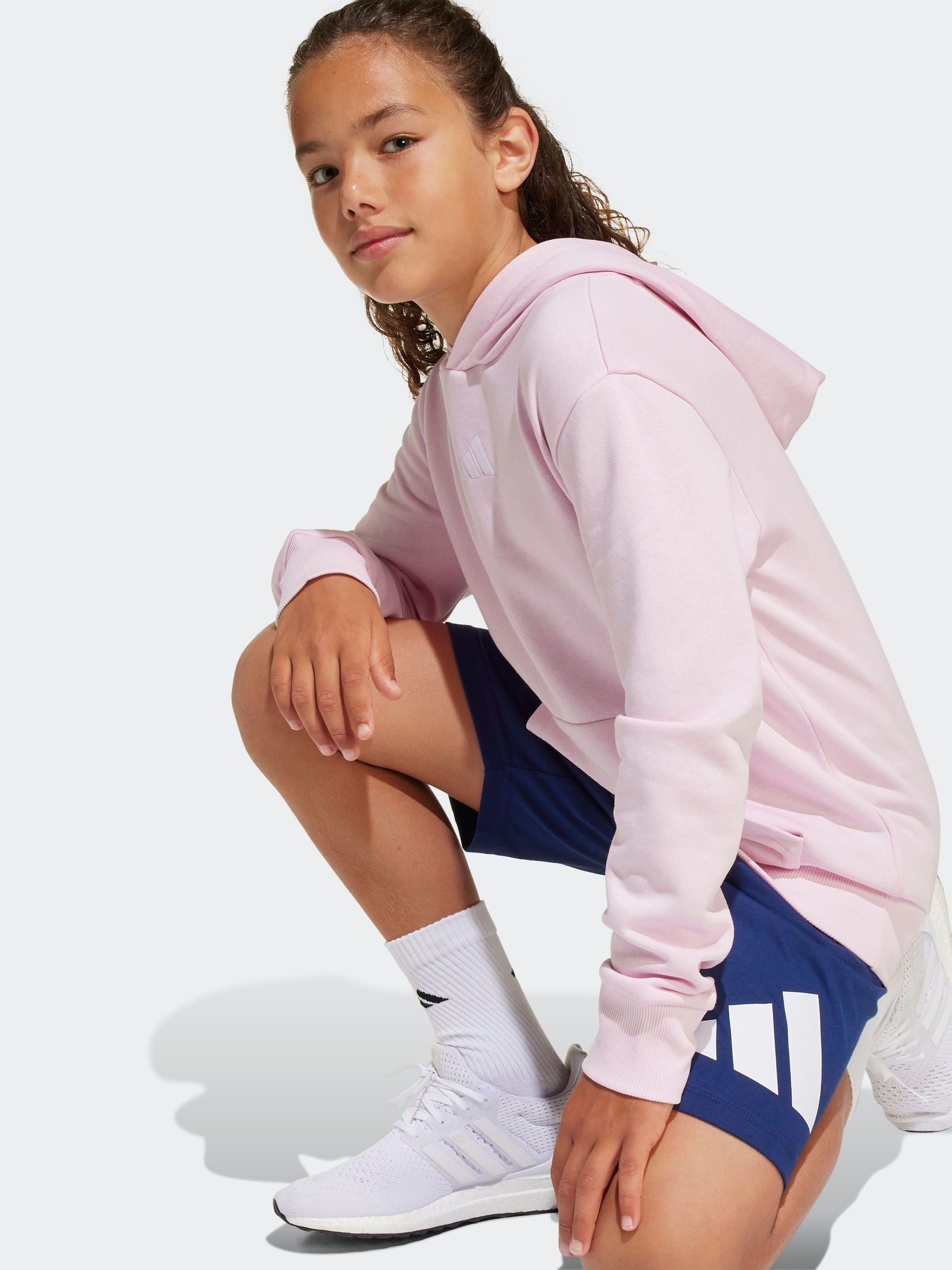 adidas Pink Small Logo Fleece Hoodie