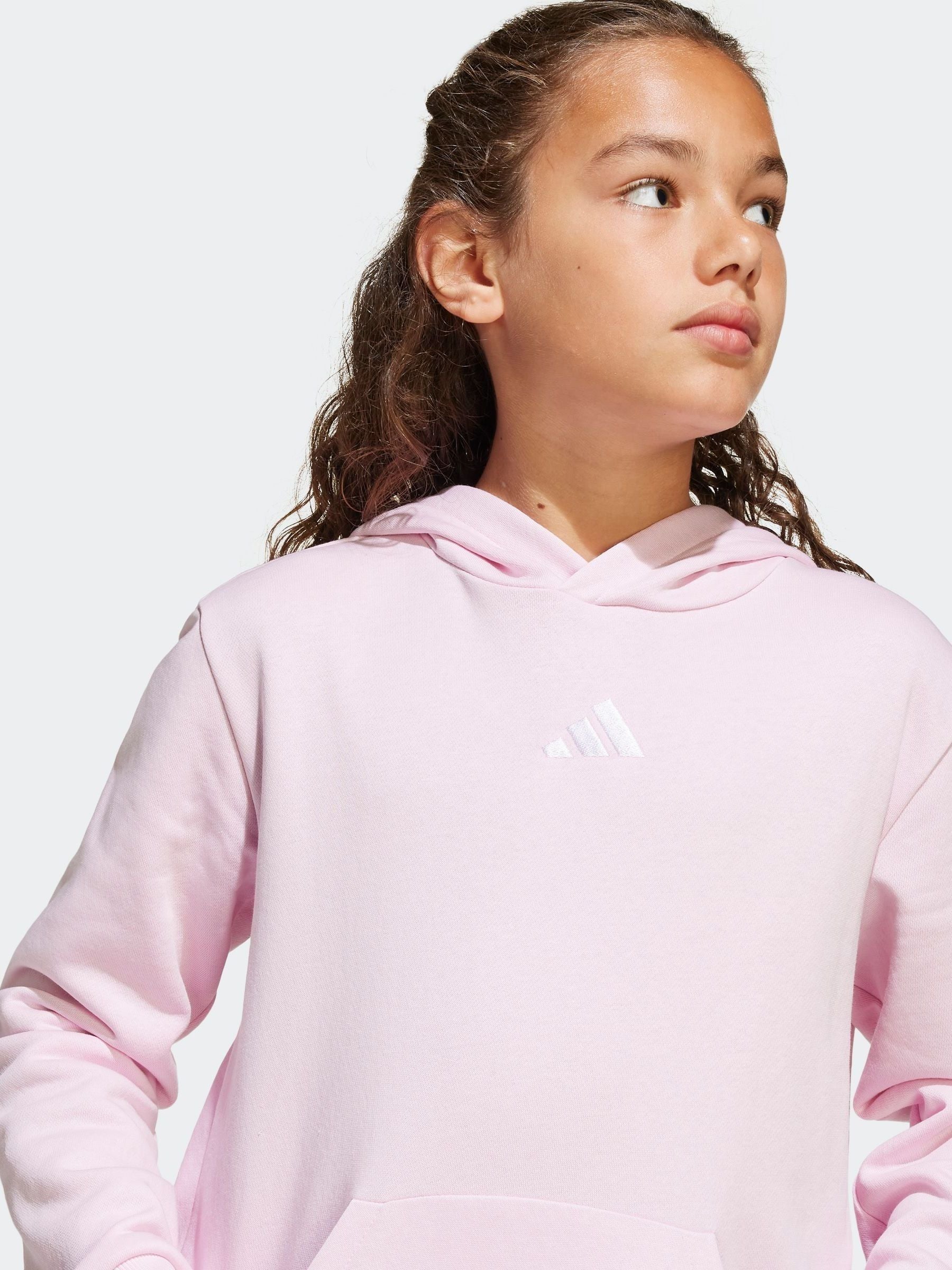 adidas Pink Small Logo Fleece Hoodie