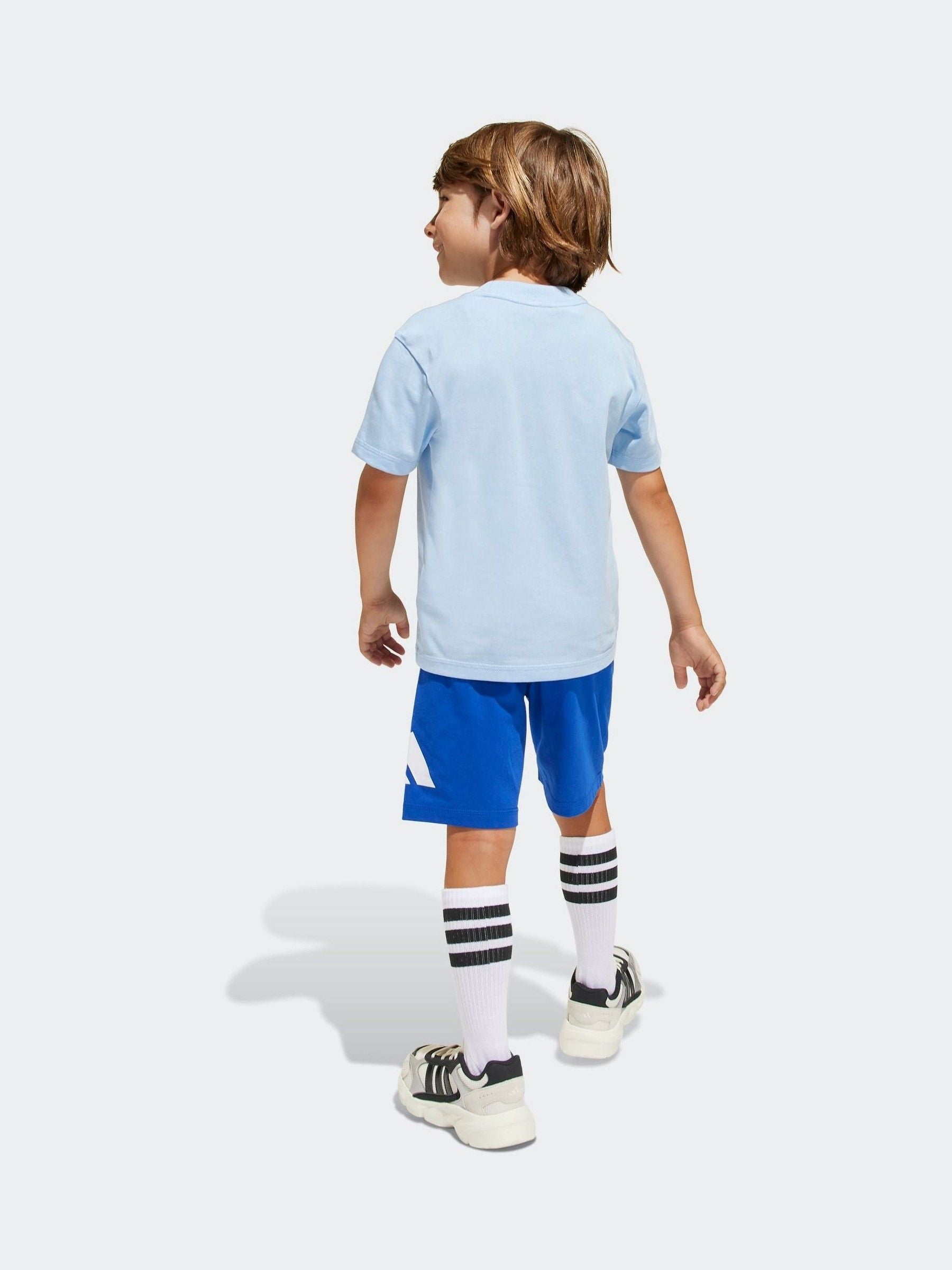 adidas Blue 100% Cotton Top & Shorts Set