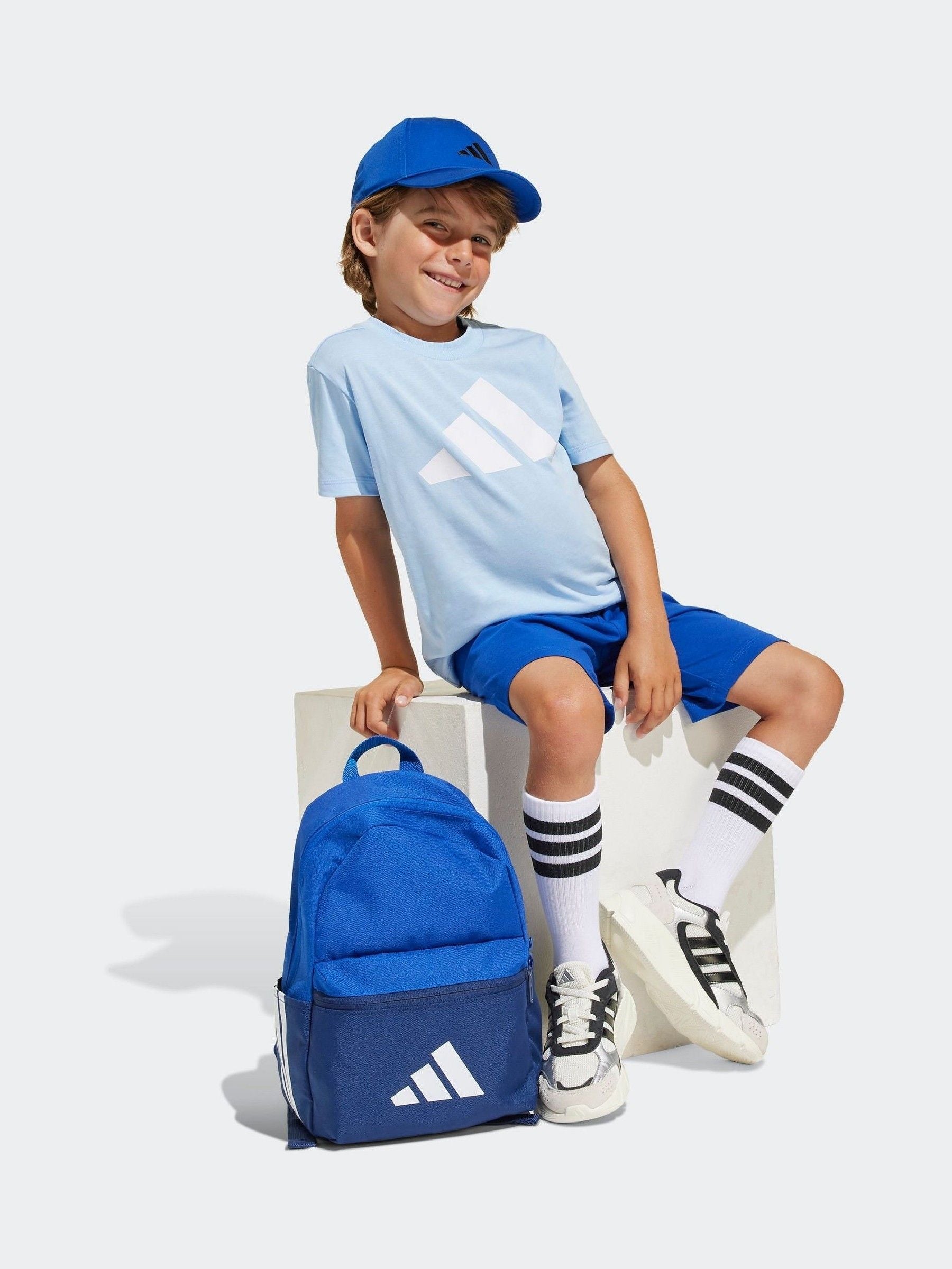 adidas Blue 100% Cotton Top & Shorts Set