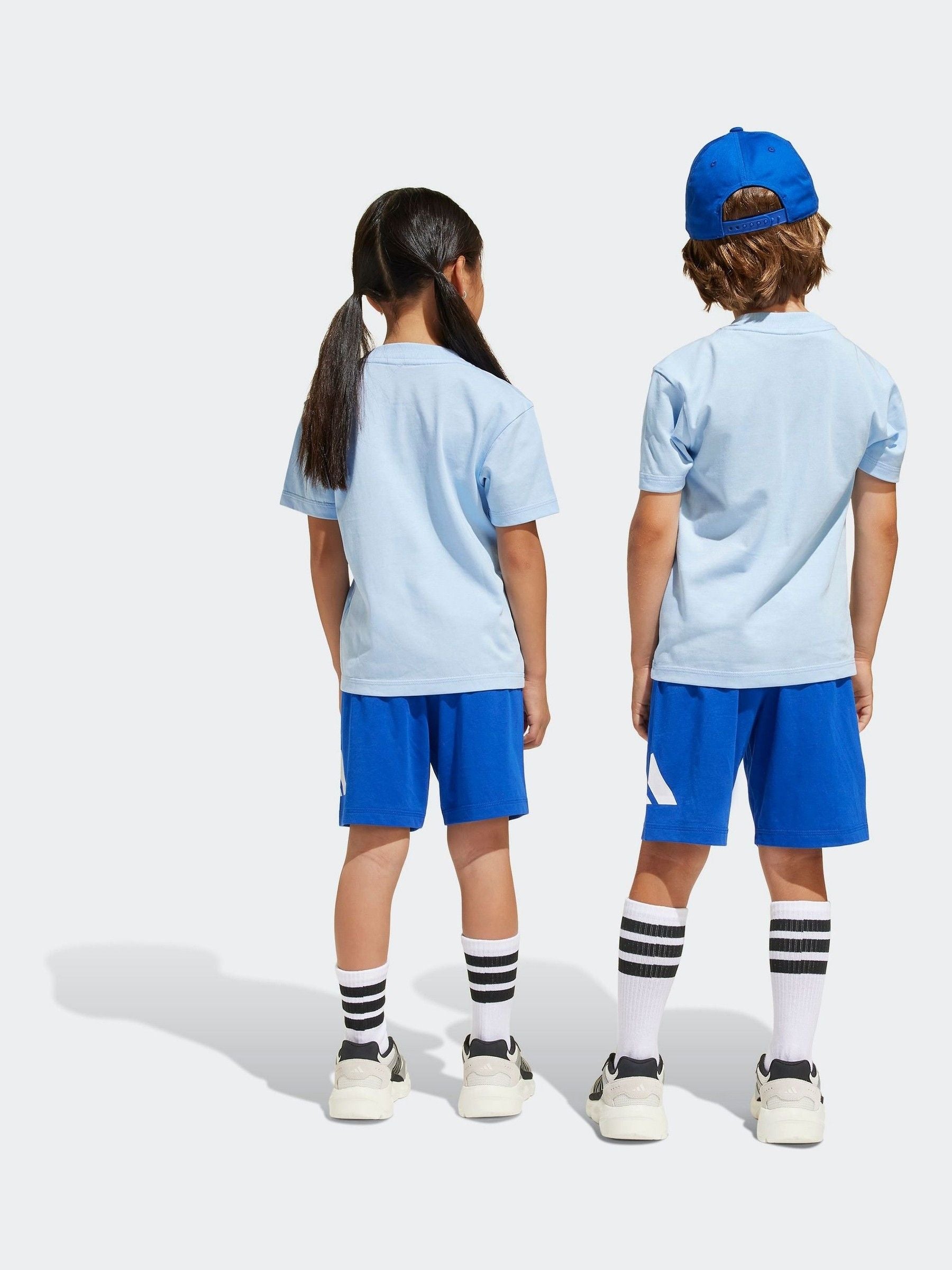 adidas Blue 100% Cotton Top & Shorts Set