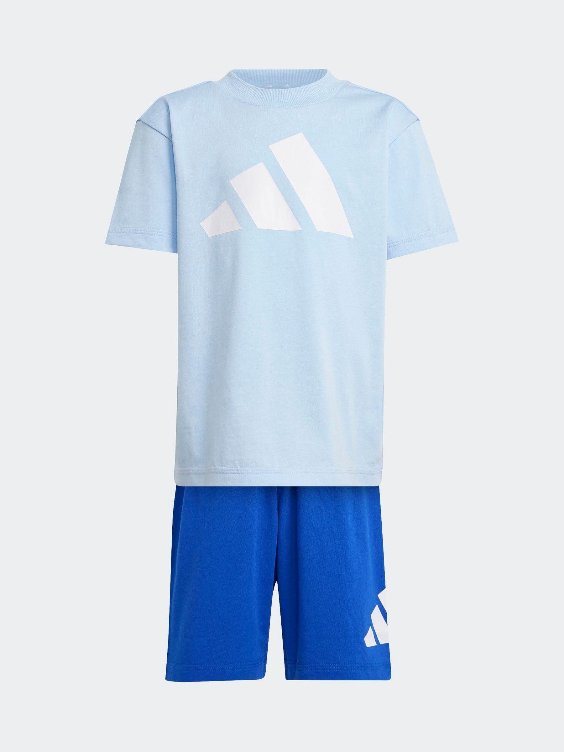 adidas Blue 100% Cotton Top & Shorts Set