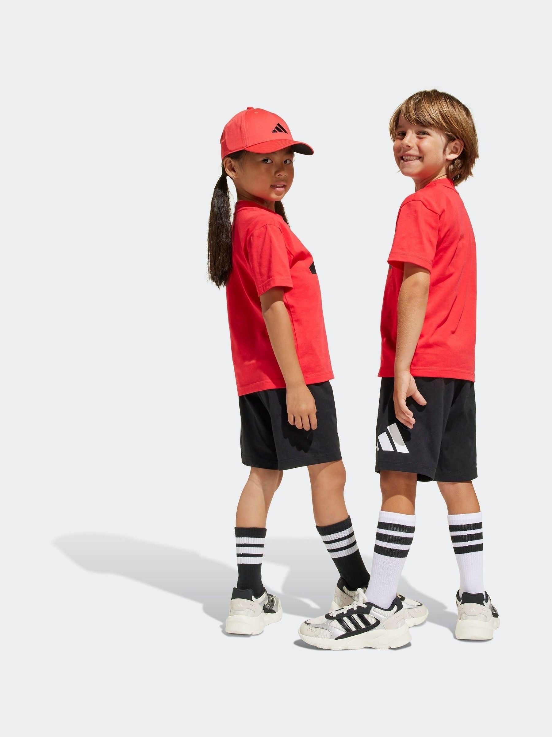 adidas Red 100% Cotton Top & Shorts Set