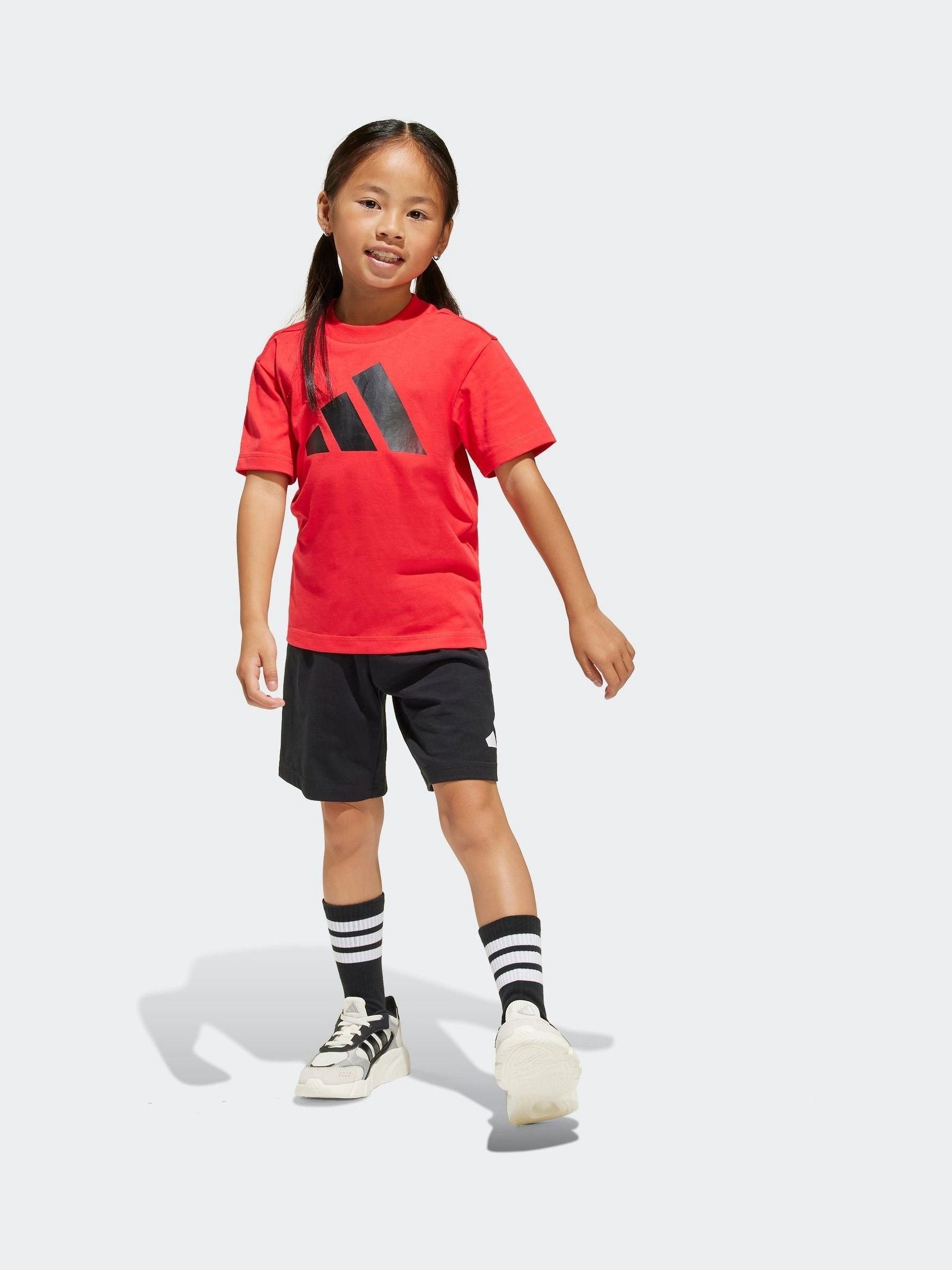 adidas Red 100% Cotton Top & Shorts Set