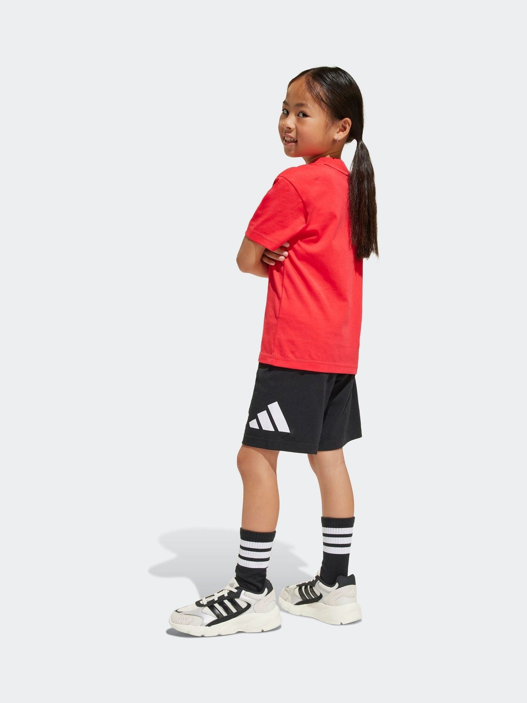 adidas Red 100% Cotton Top & Shorts Set