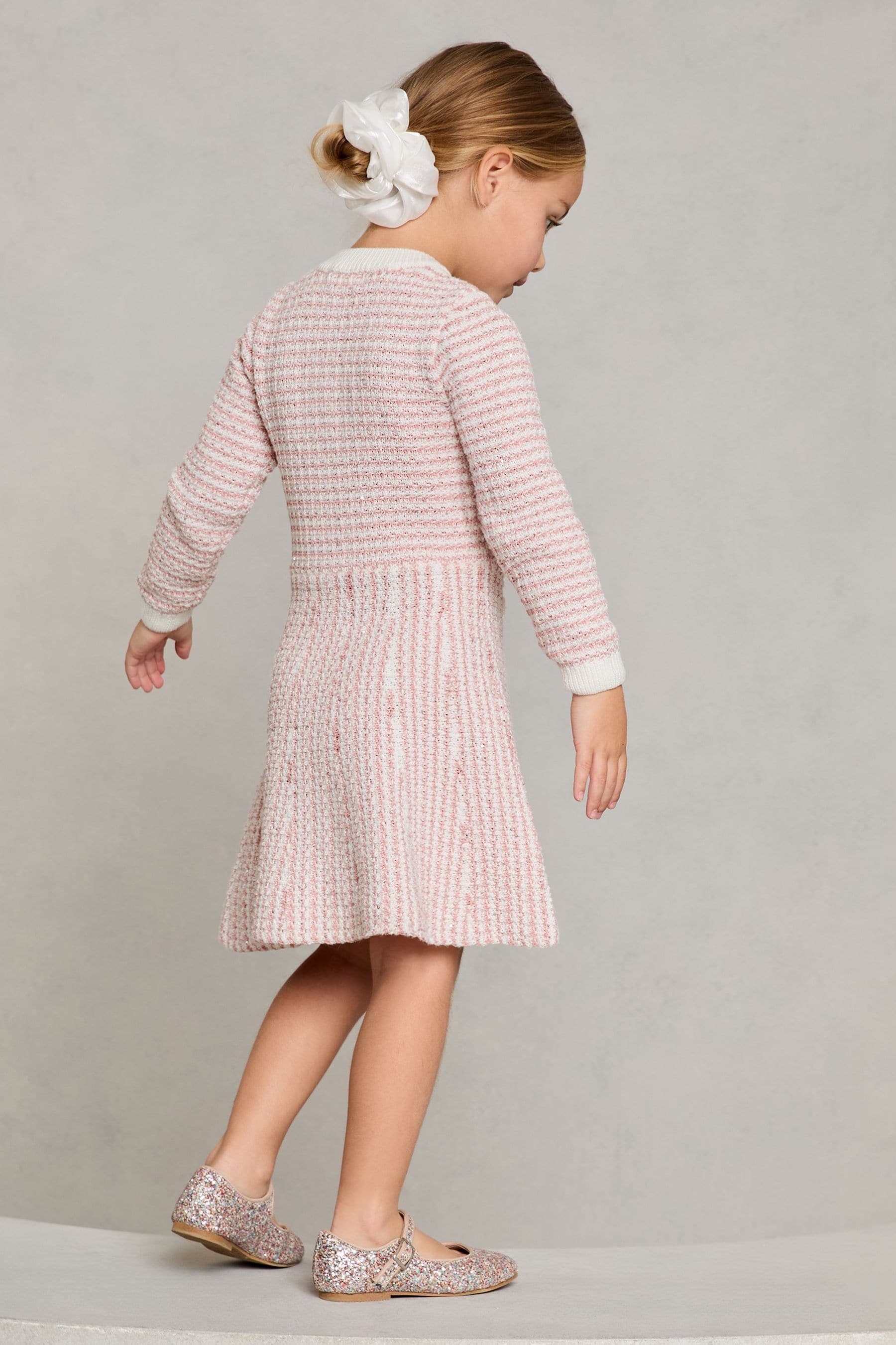 Lipsy Pink Mini Boucle Sequin Knit Dress (2-5yrs)