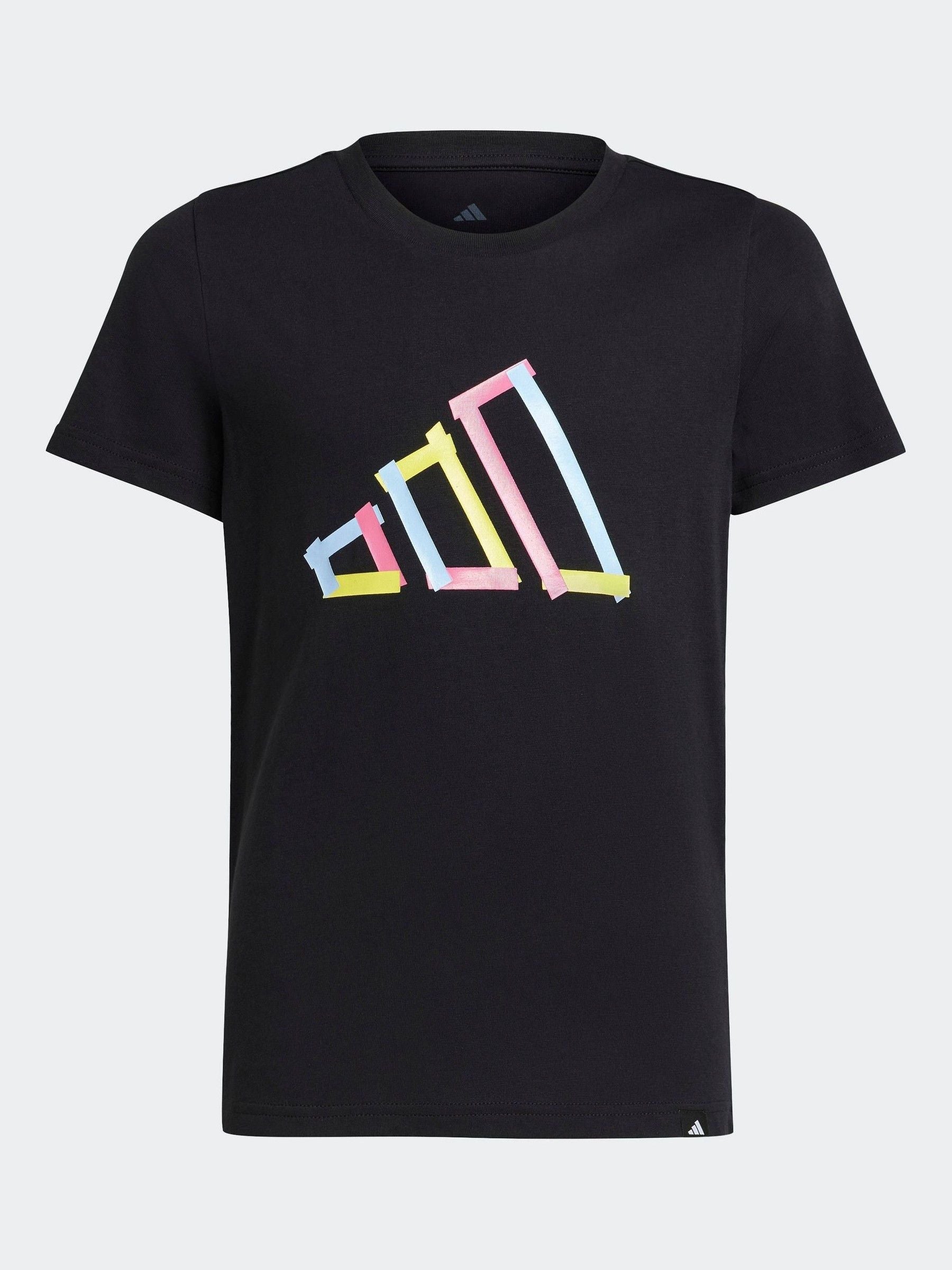 adidas Black Tech Logo Graphic 100% Cotton T-Shirt