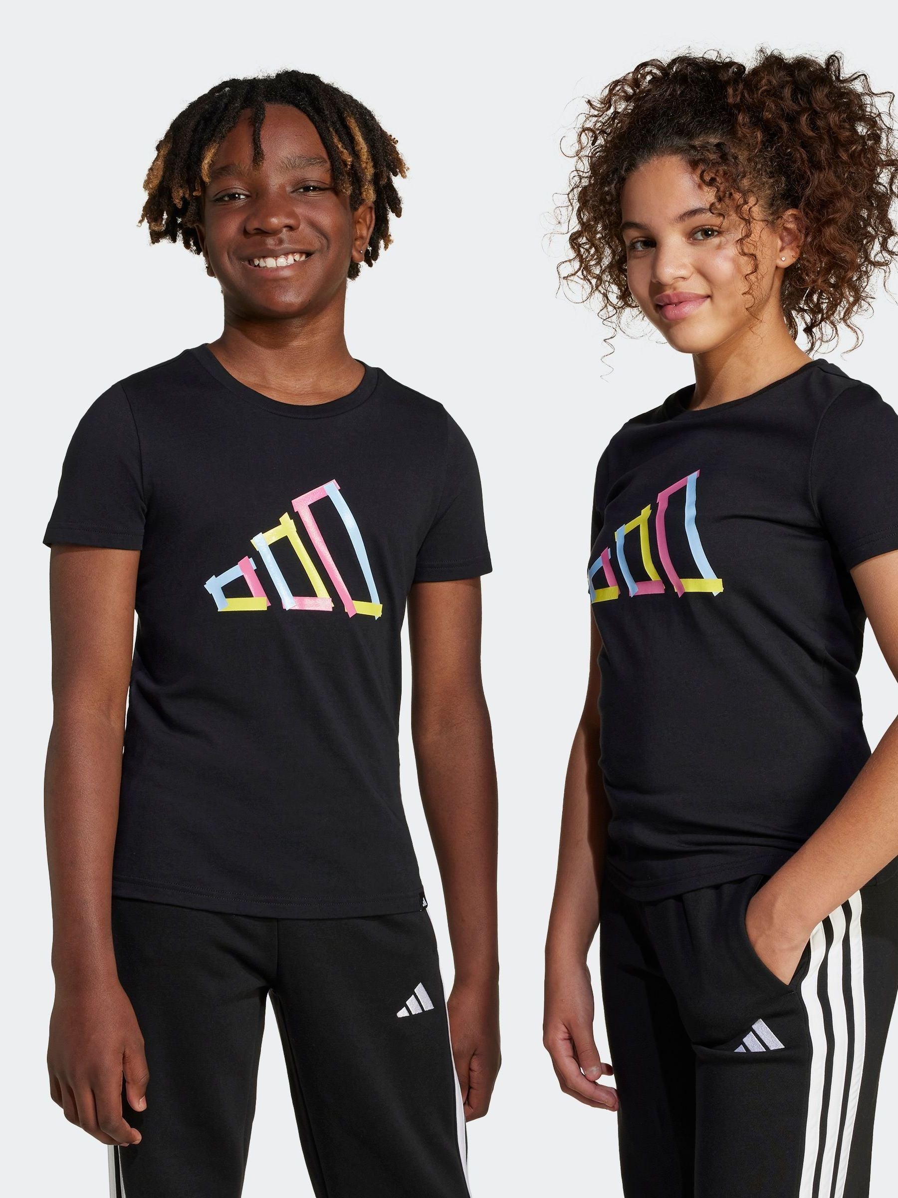 adidas Black Tech Logo Graphic 100% Cotton T-Shirt