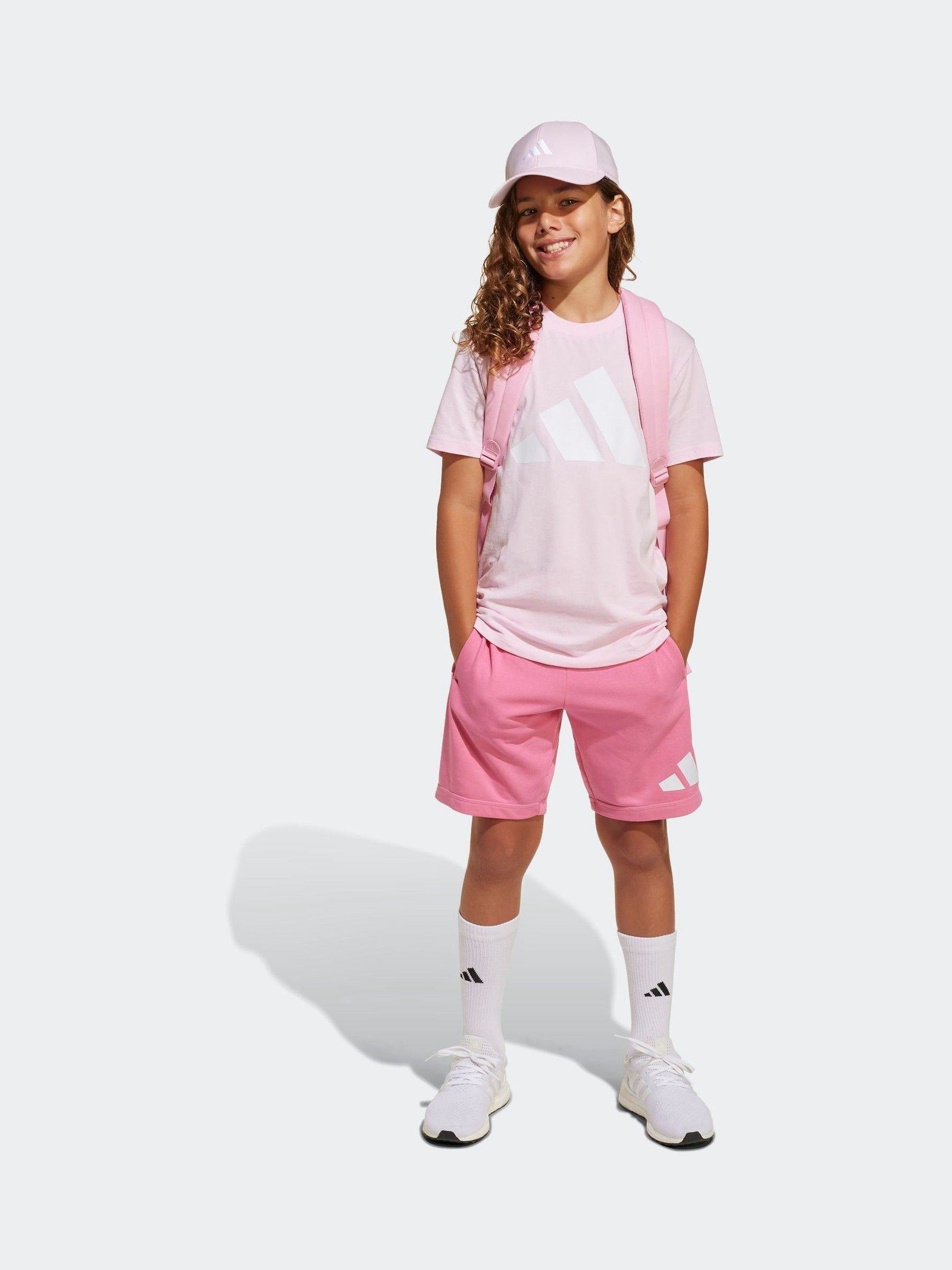 adidas Pink Essentials Large Logo Shorts and 100% Cotton T-Shirt Set