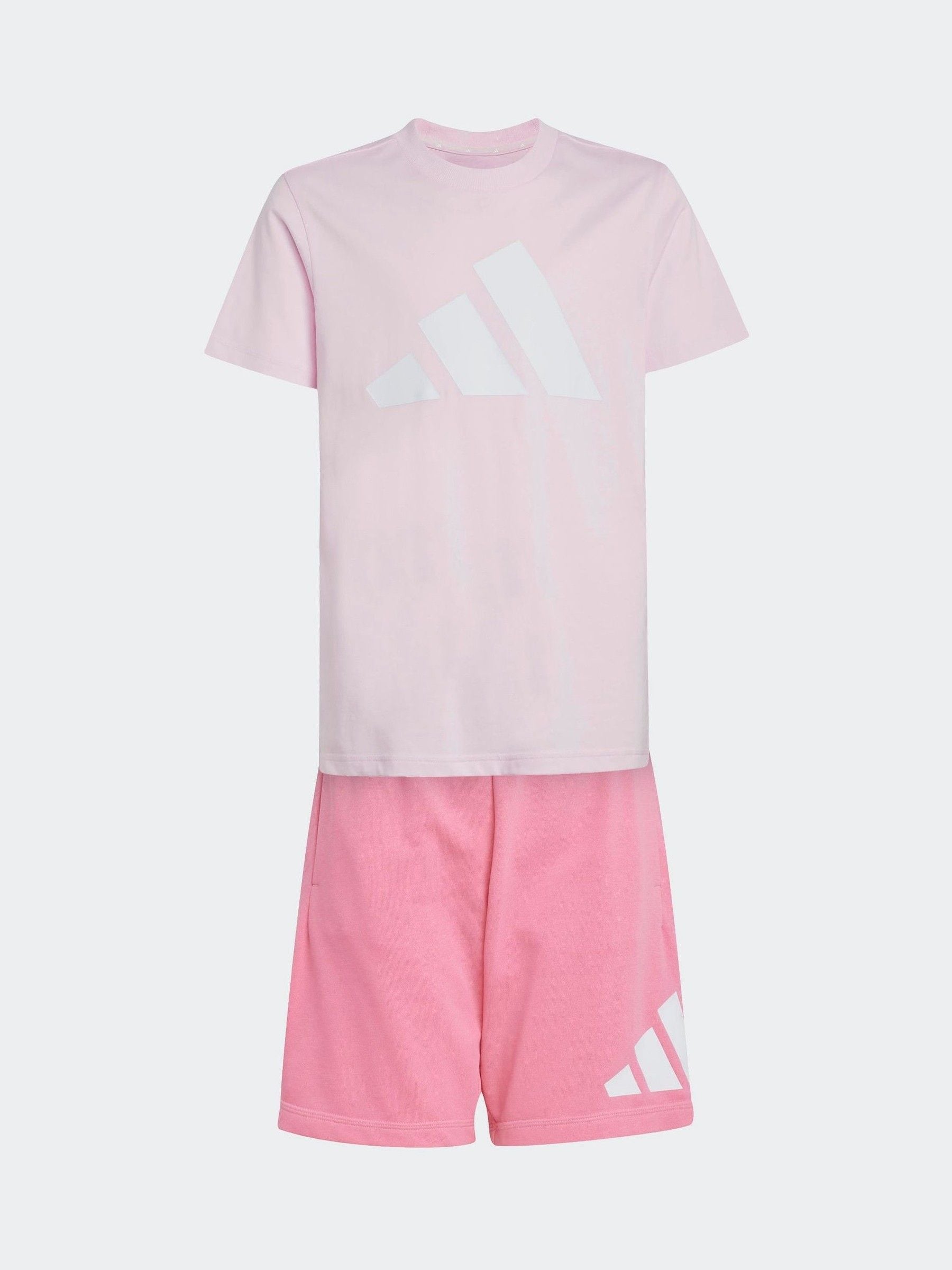 adidas Pink Essentials Large Logo Shorts and 100% Cotton T-Shirt Set