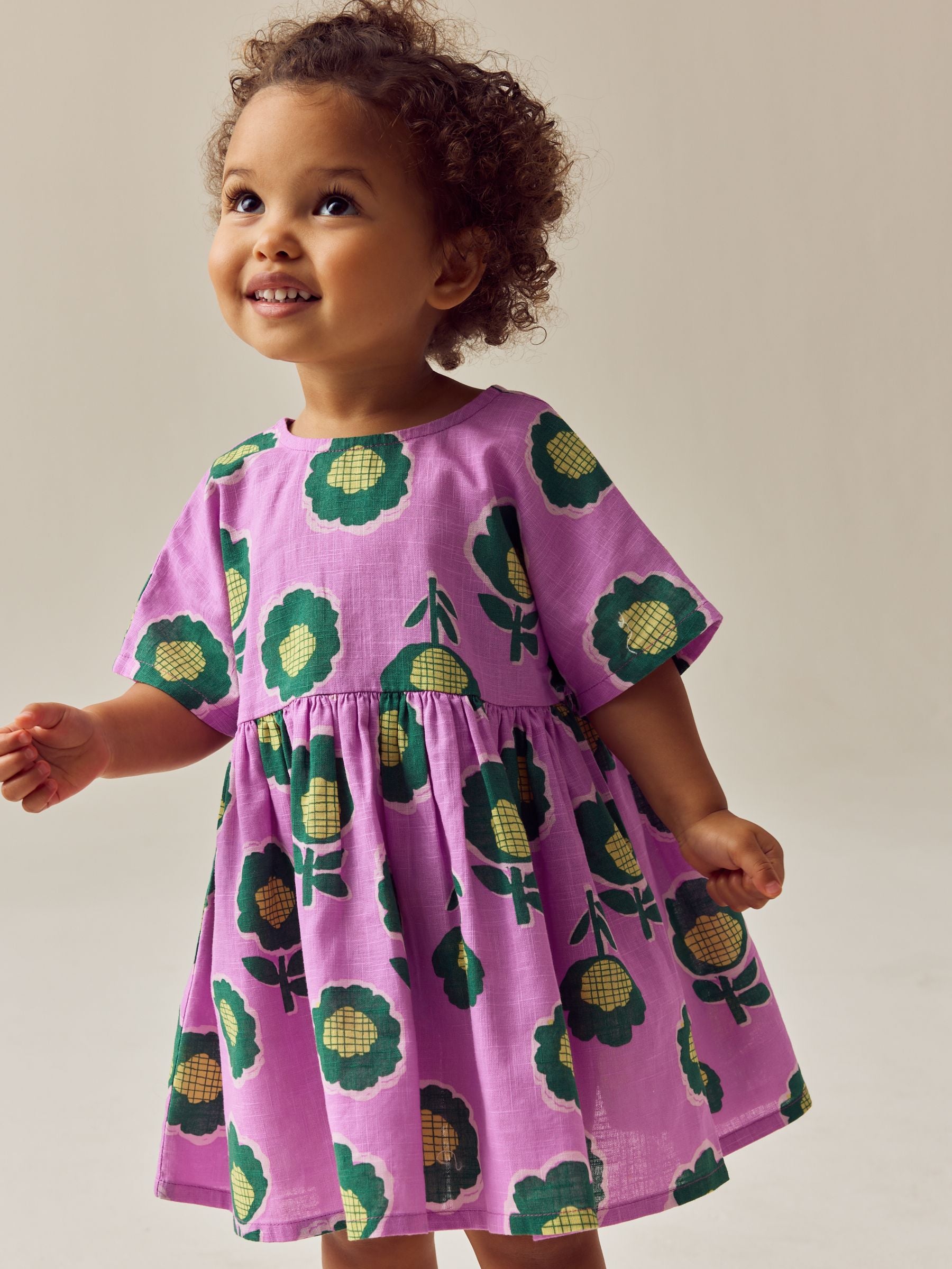 Purple Printed 100% Cotton Boxy Dress (3mths-8yrs)