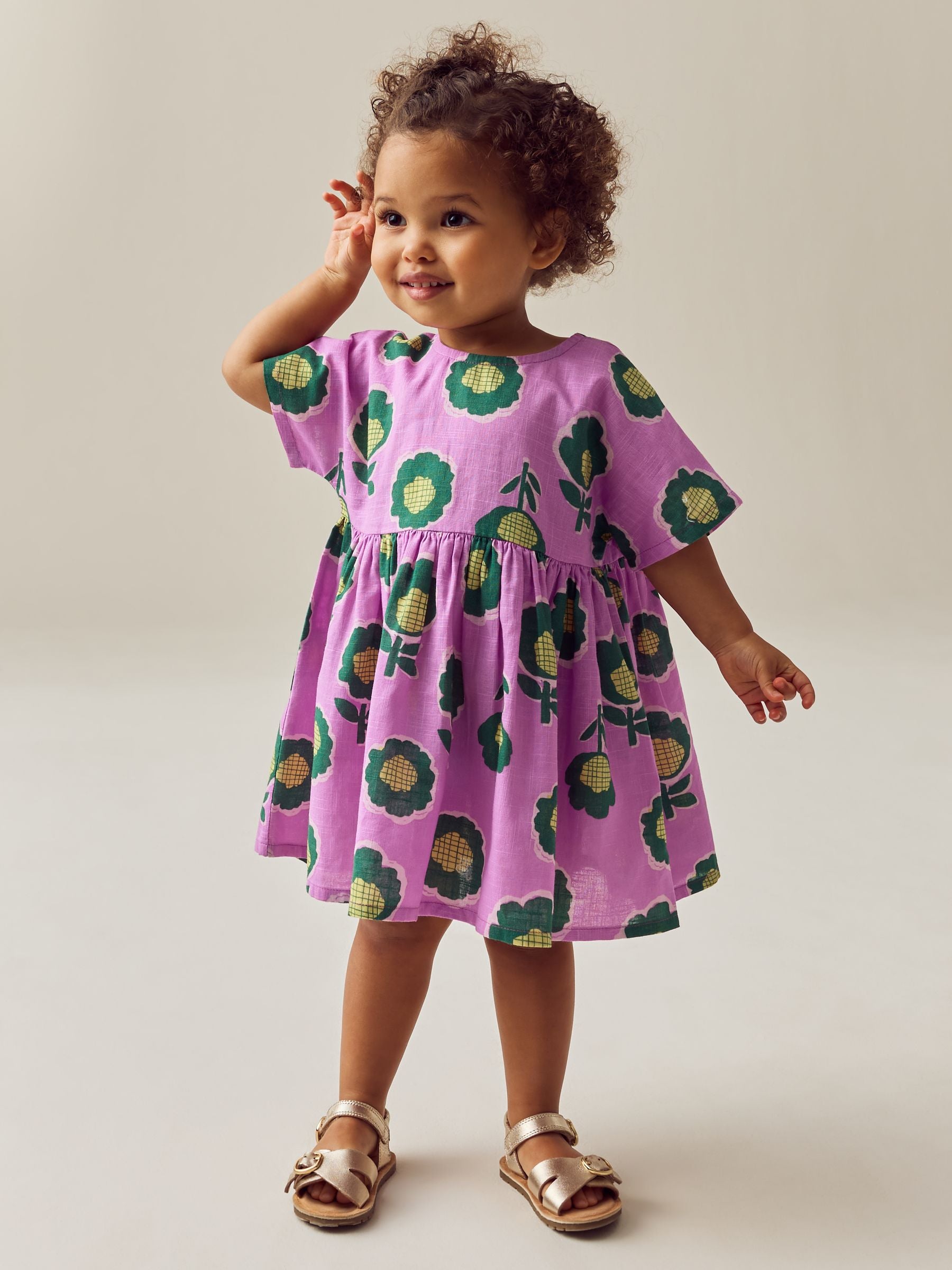 Purple Printed 100% Cotton Boxy Dress (3mths-8yrs)