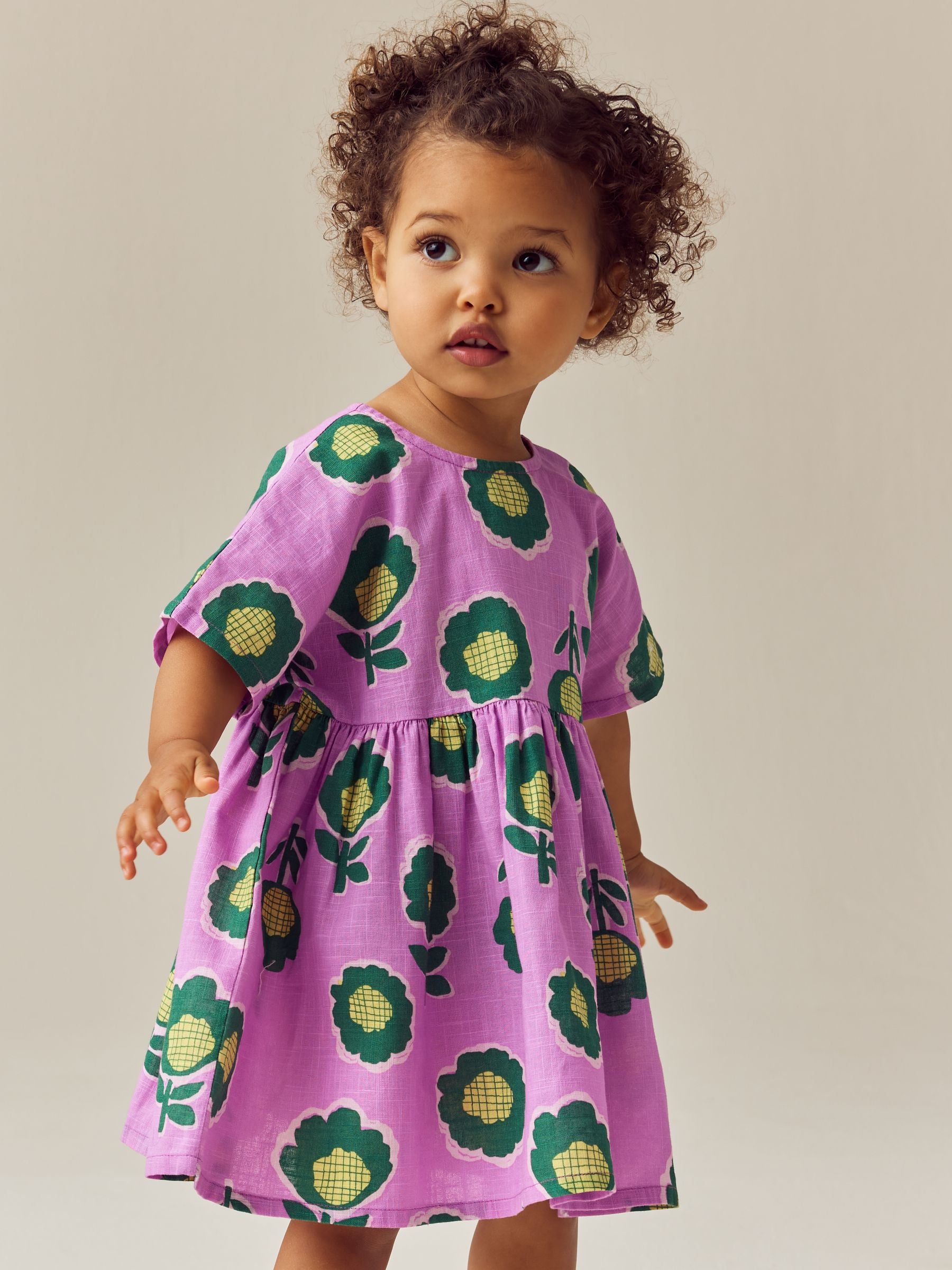 Purple Printed 100% Cotton Boxy Dress (3mths-8yrs)