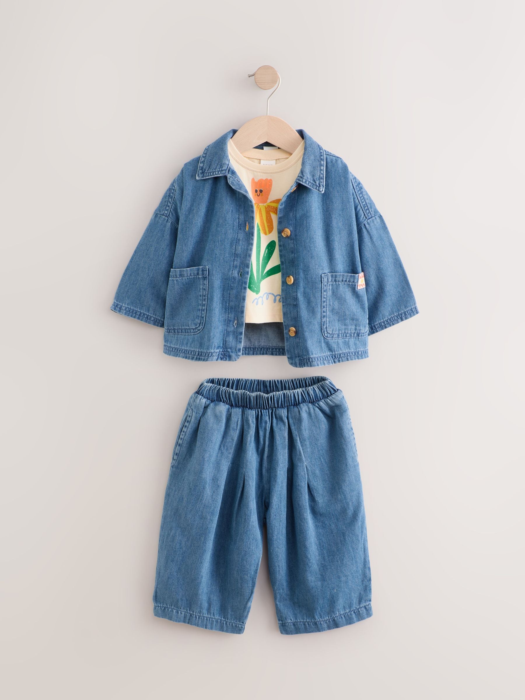 Denim 100% Cotton Jacket T-Shirt And Trousers Set (3mths-8yrs)