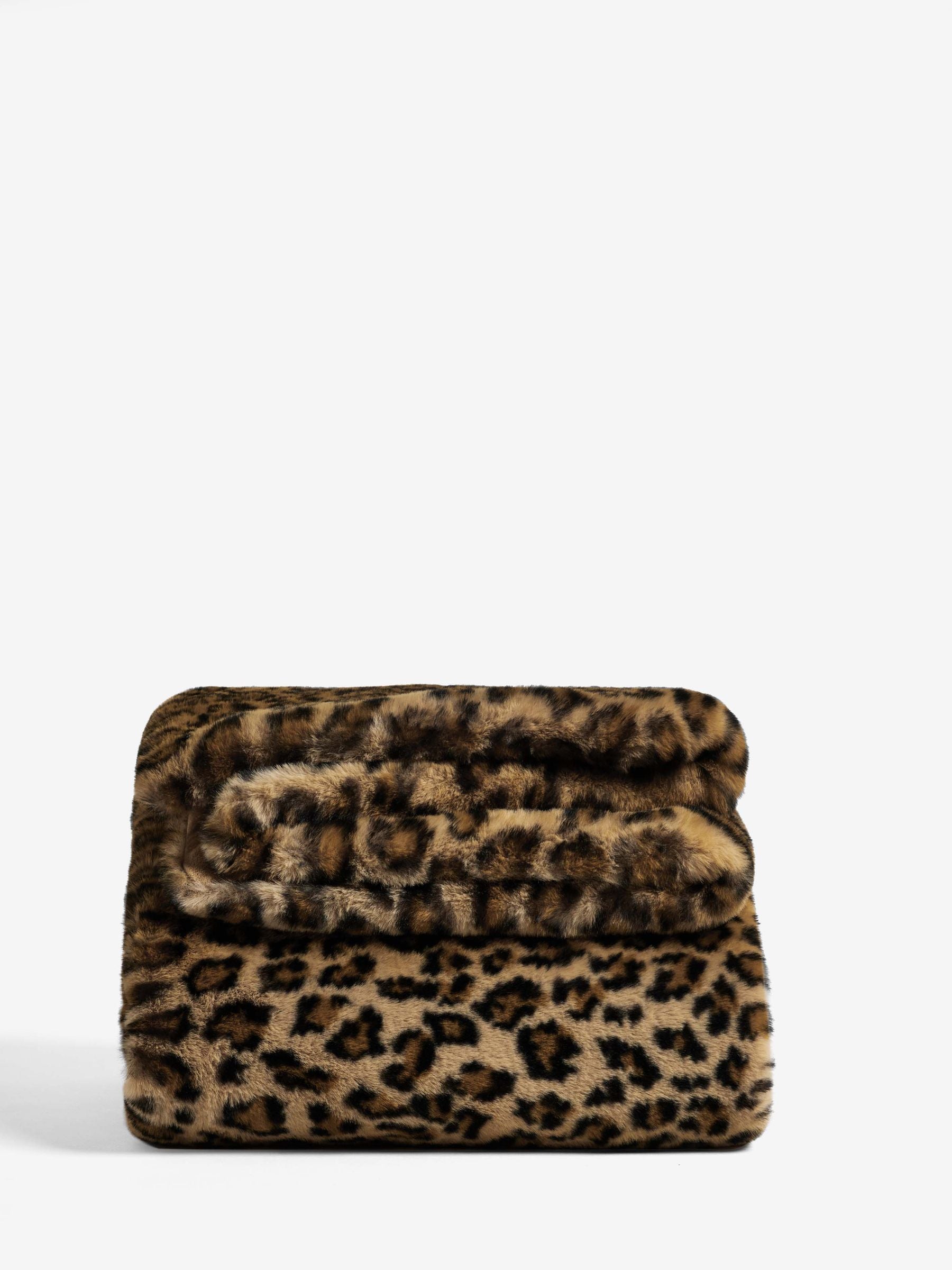 Black Leopard Plush Faux Fur Throw